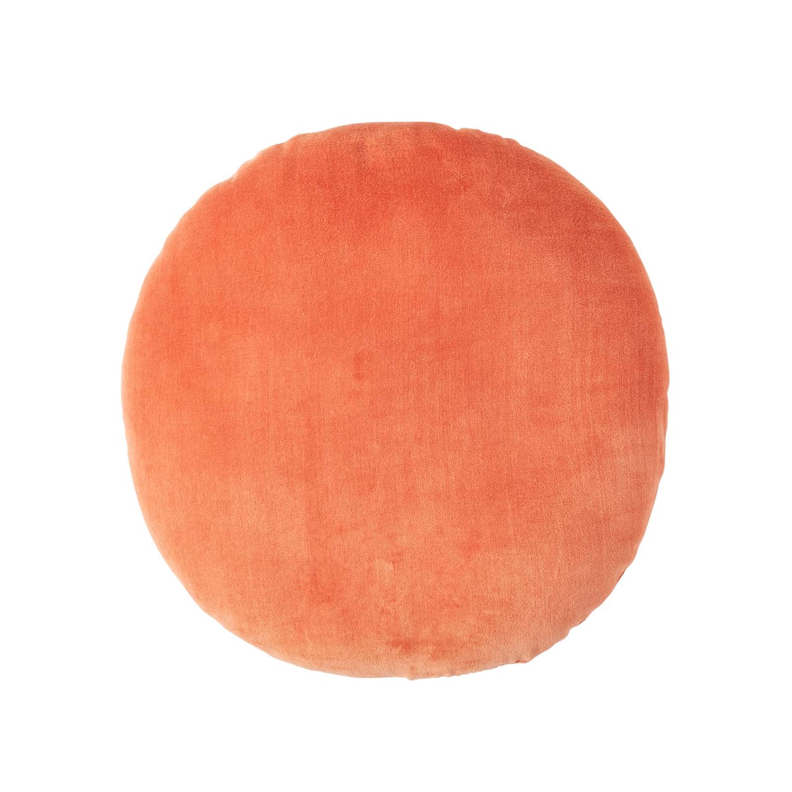 Homescapes Burnt Orange Cotton Velvet Filled Cushion - 40 cm Round