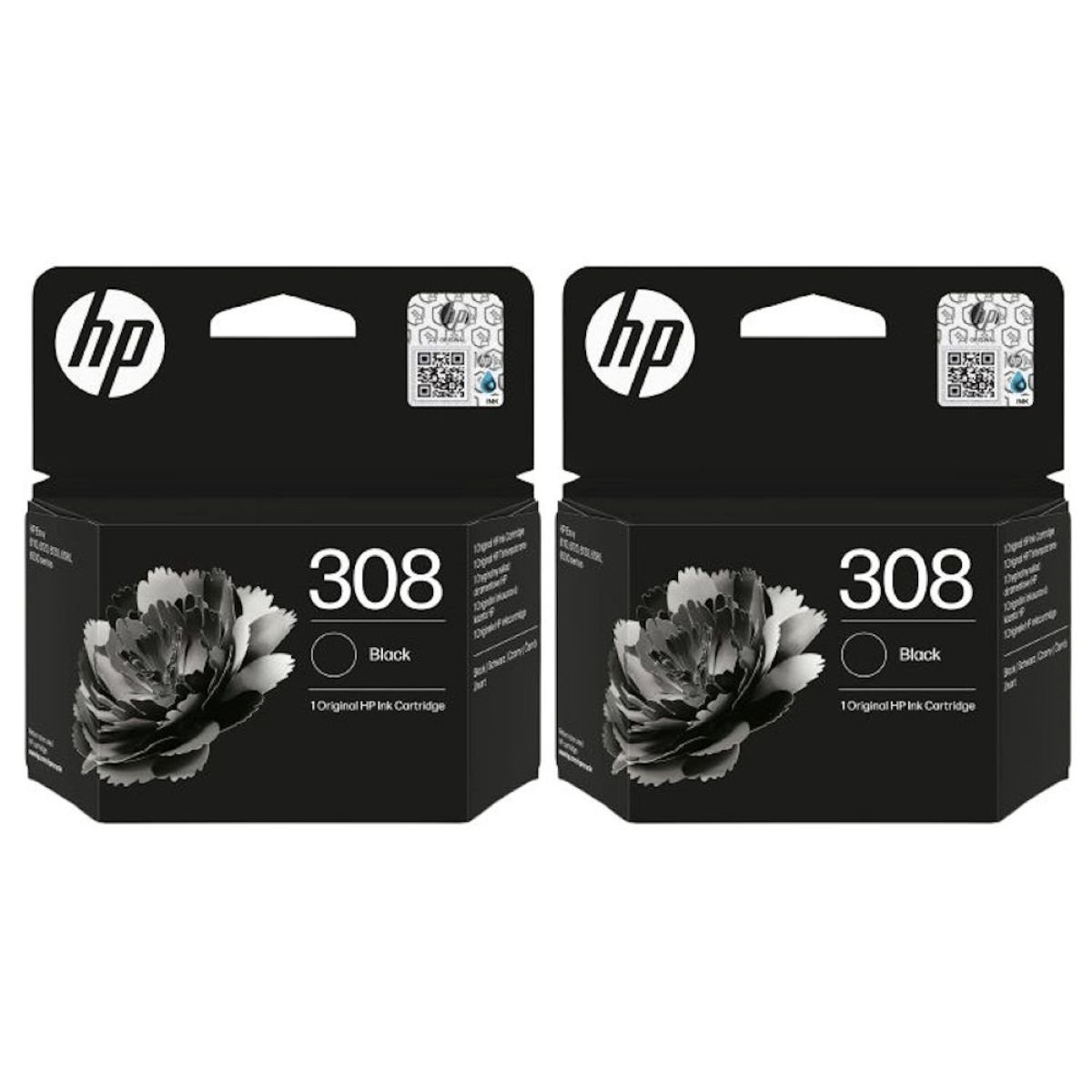 HP 308 Black Genuine Ink Cartridge - Pack of 2