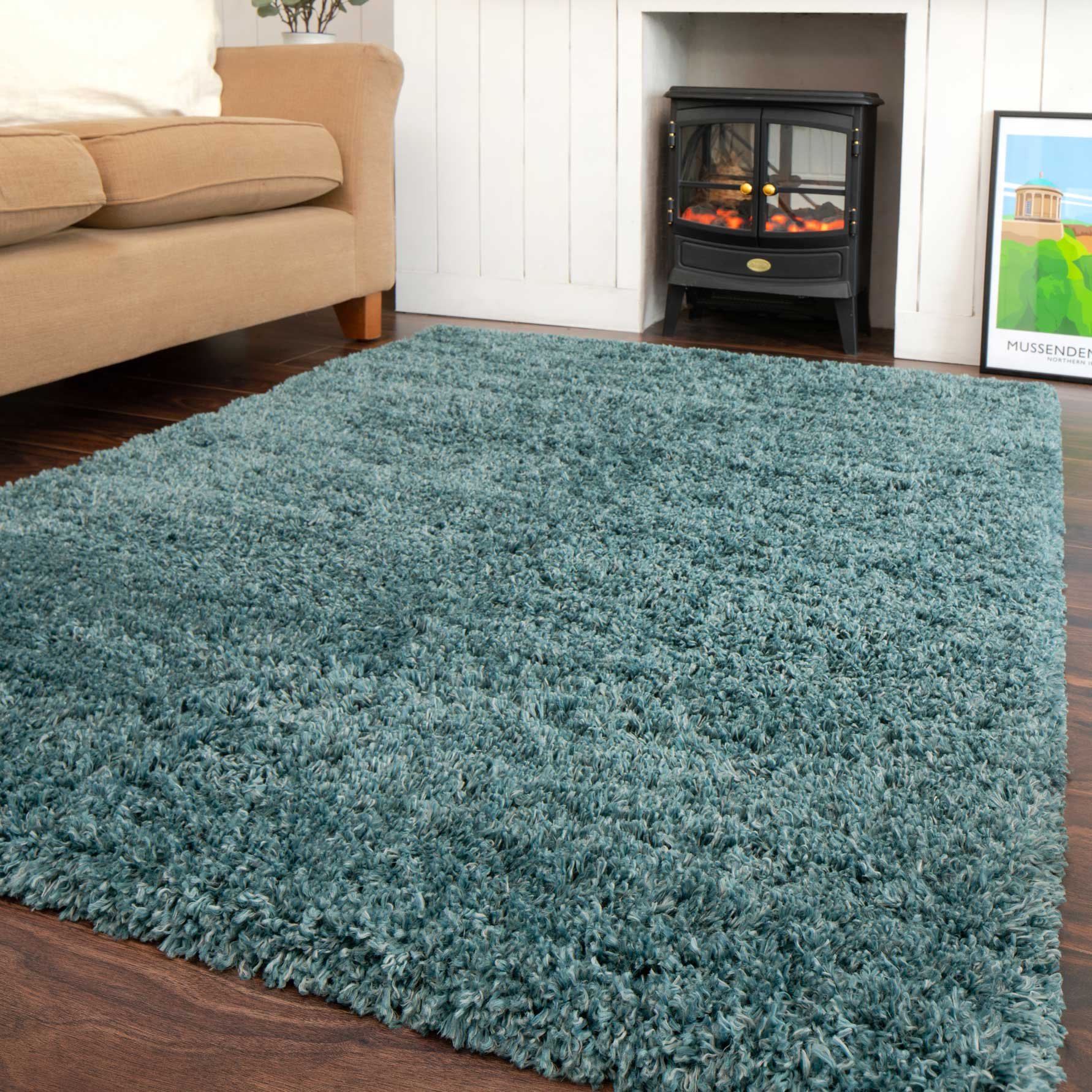 Kukoon Ocean Blue Super Soft Shaggy Rug - 60 x 110cm