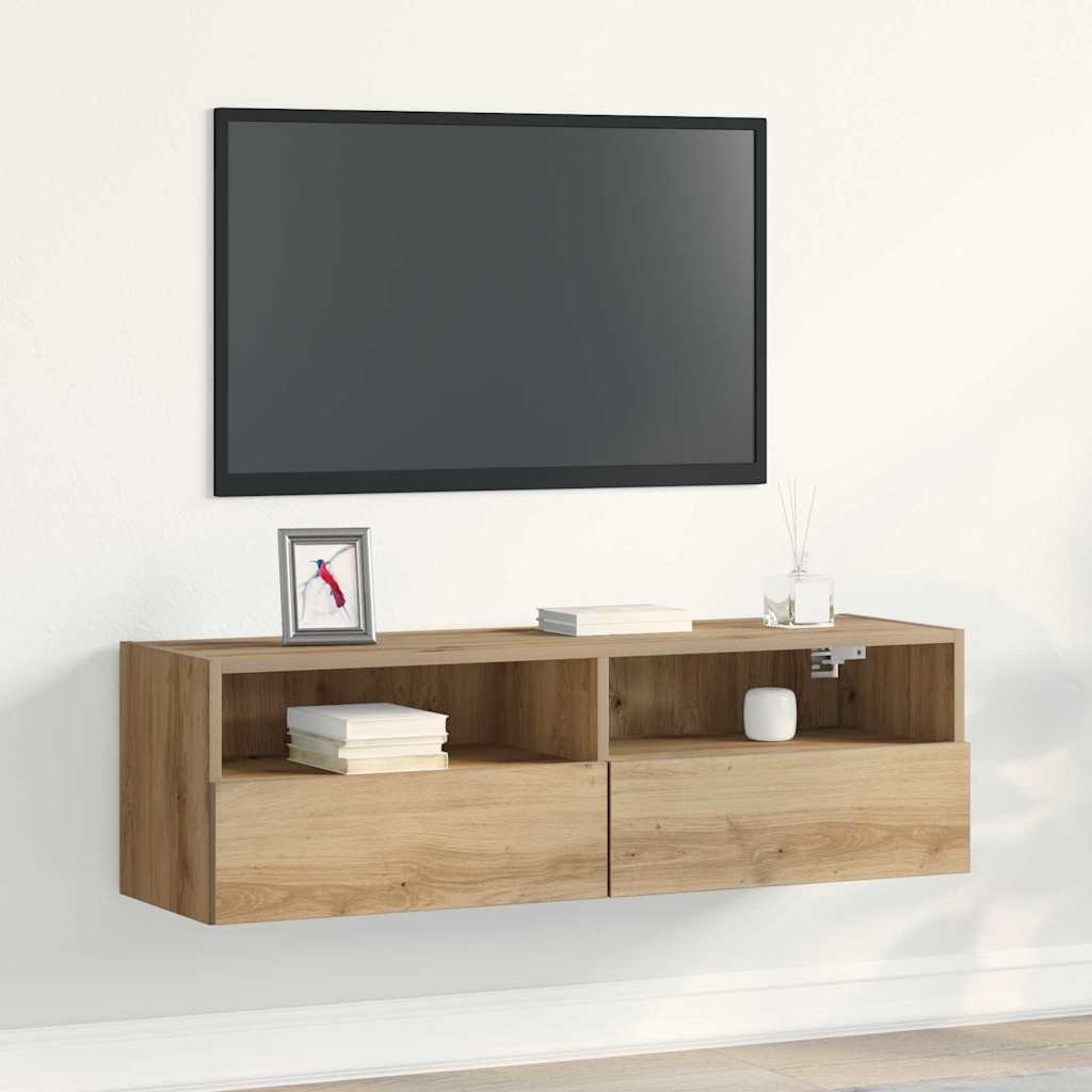 Walplus Engineered Wood 2 Doors TV Wall Cabinet - Artisan Oak - 100 x 30 x 30 cm