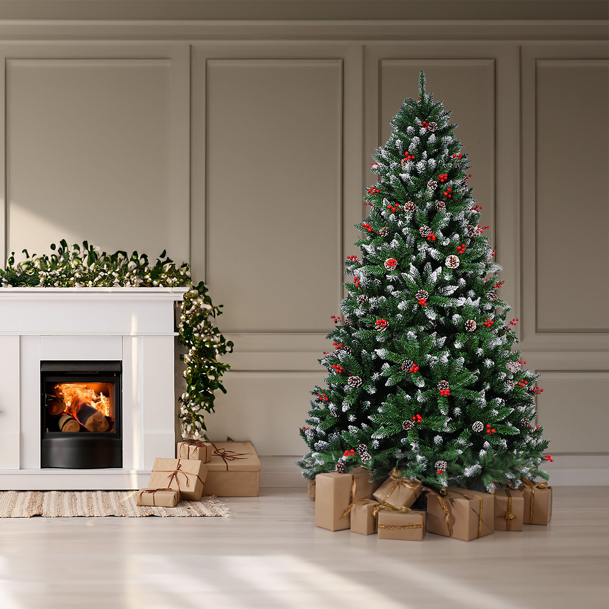 Neo 7 ft Christmas Xmas Tree Flocked Snowy Effect
