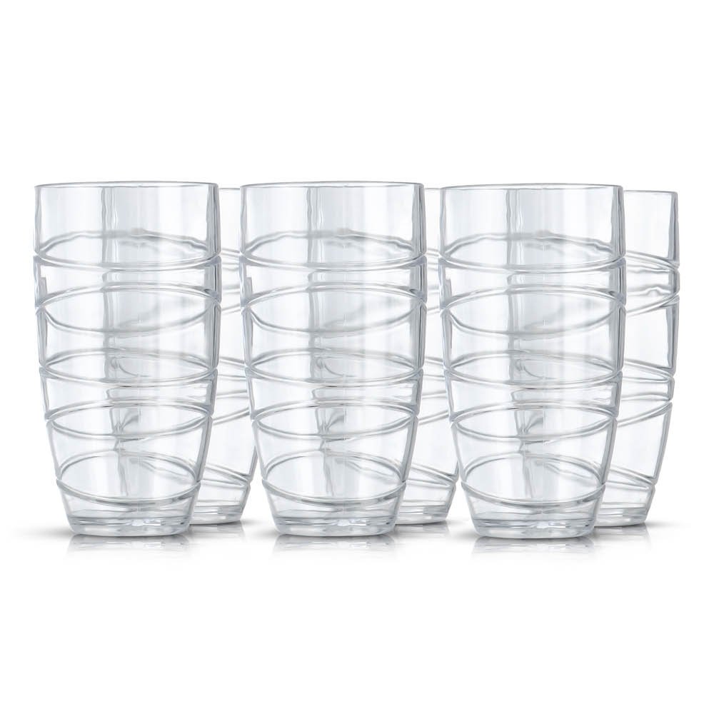 LIVIVO Set of 6 Swirl Design Plastic Tumblers - 600ml - Clear