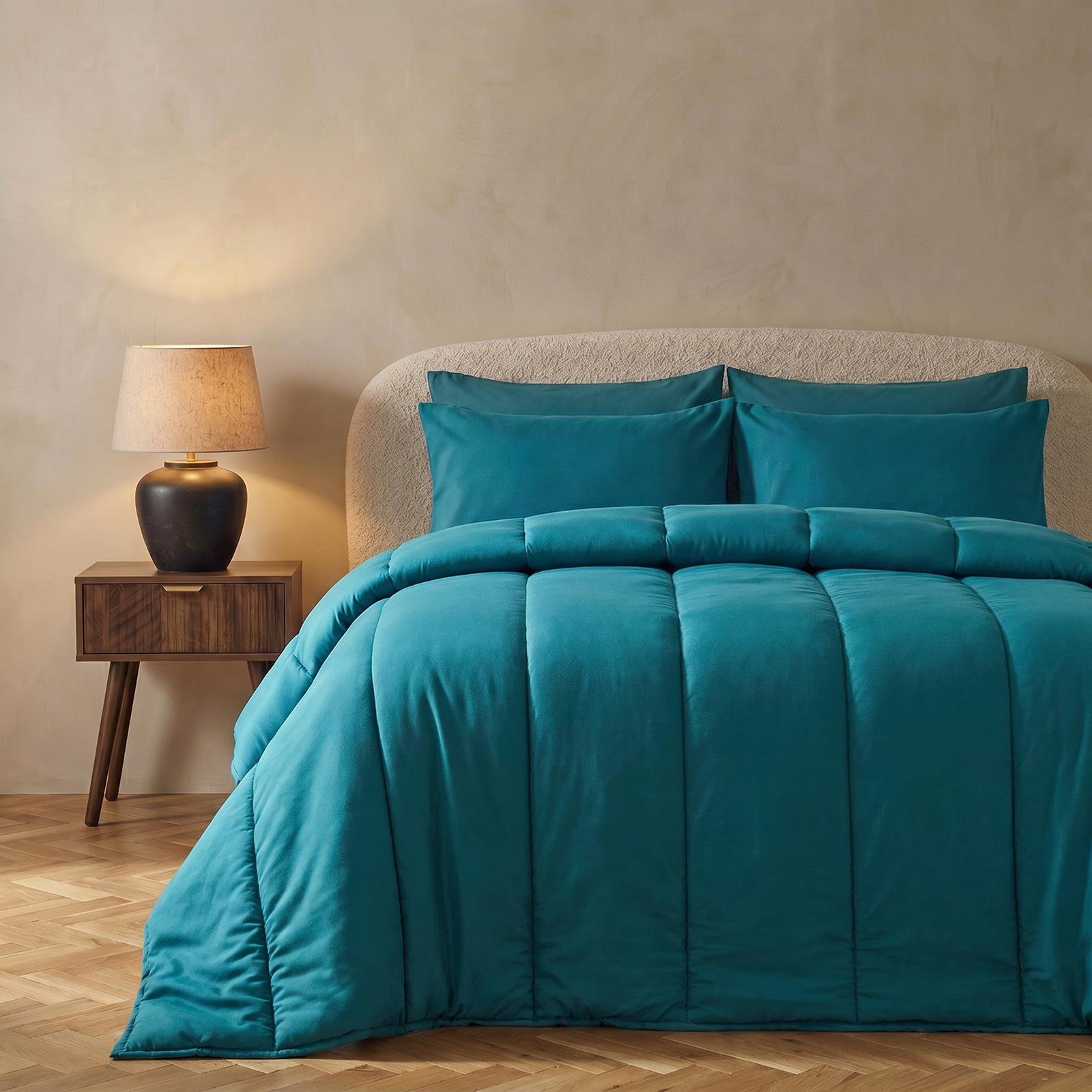 OHS Coverless 10.5 Tog Duvet Set Quilted Bedding - Teal  - Double
