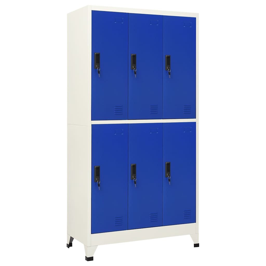 Walplus Steel 6 Door Hanger Locker Cabinet - Grey and Blue - 90 x 45 x 180 cm