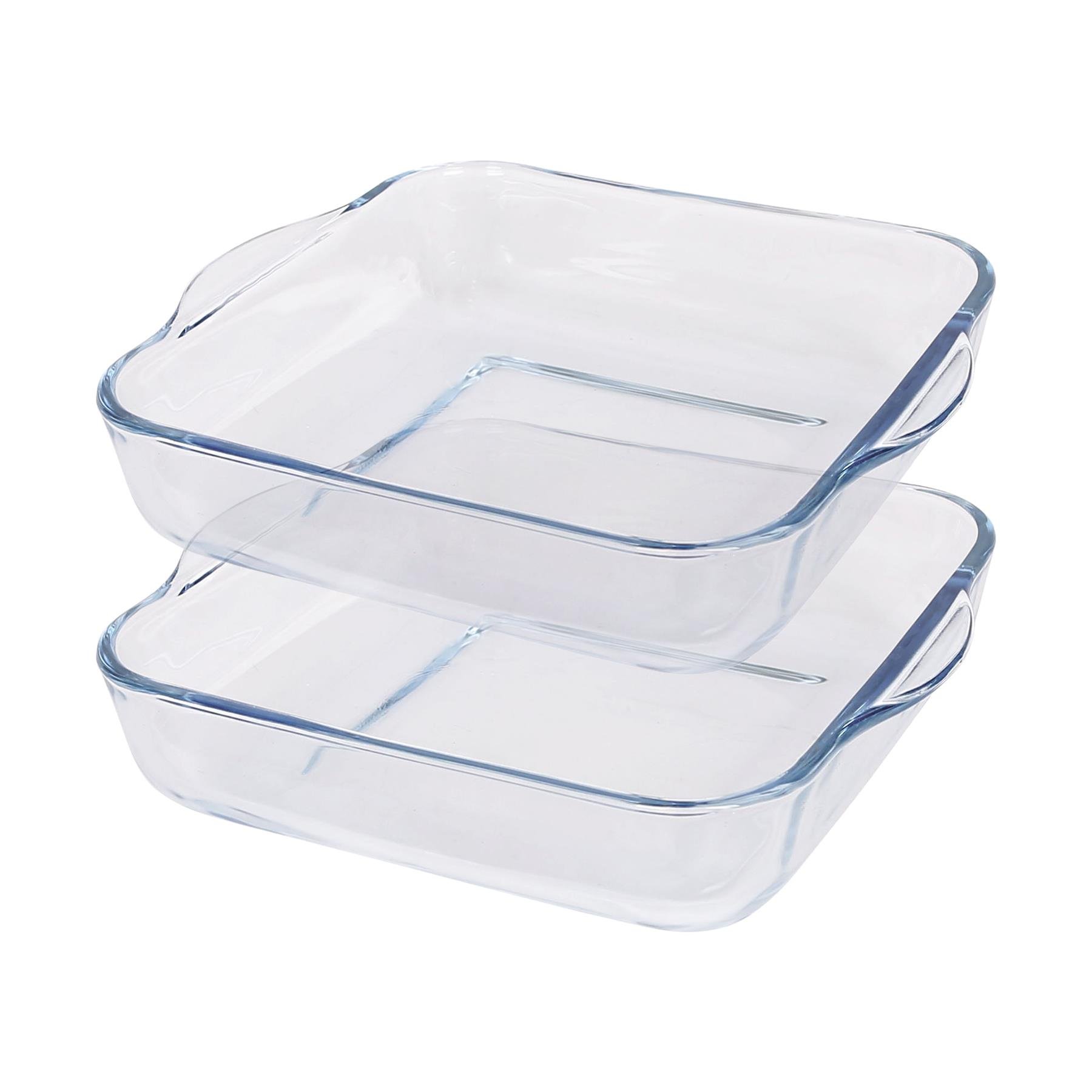 Argon Tableware Square Glass Oven Dishes - Pack of 2