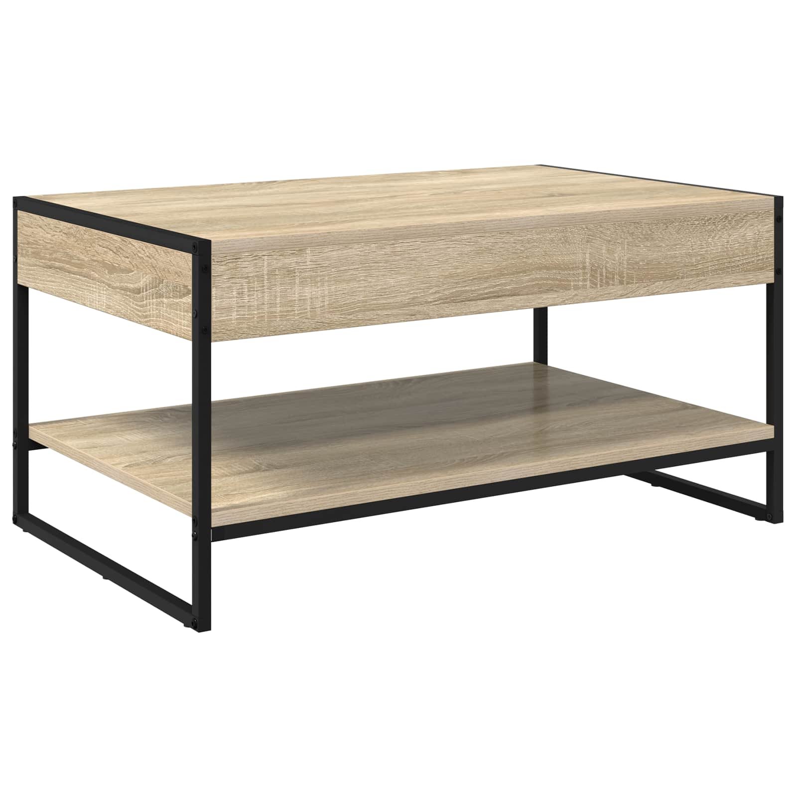 Walplus 1 Shelf Engineered Wood Coffee Table - Light Oak - 80 x 50 x 40 cm