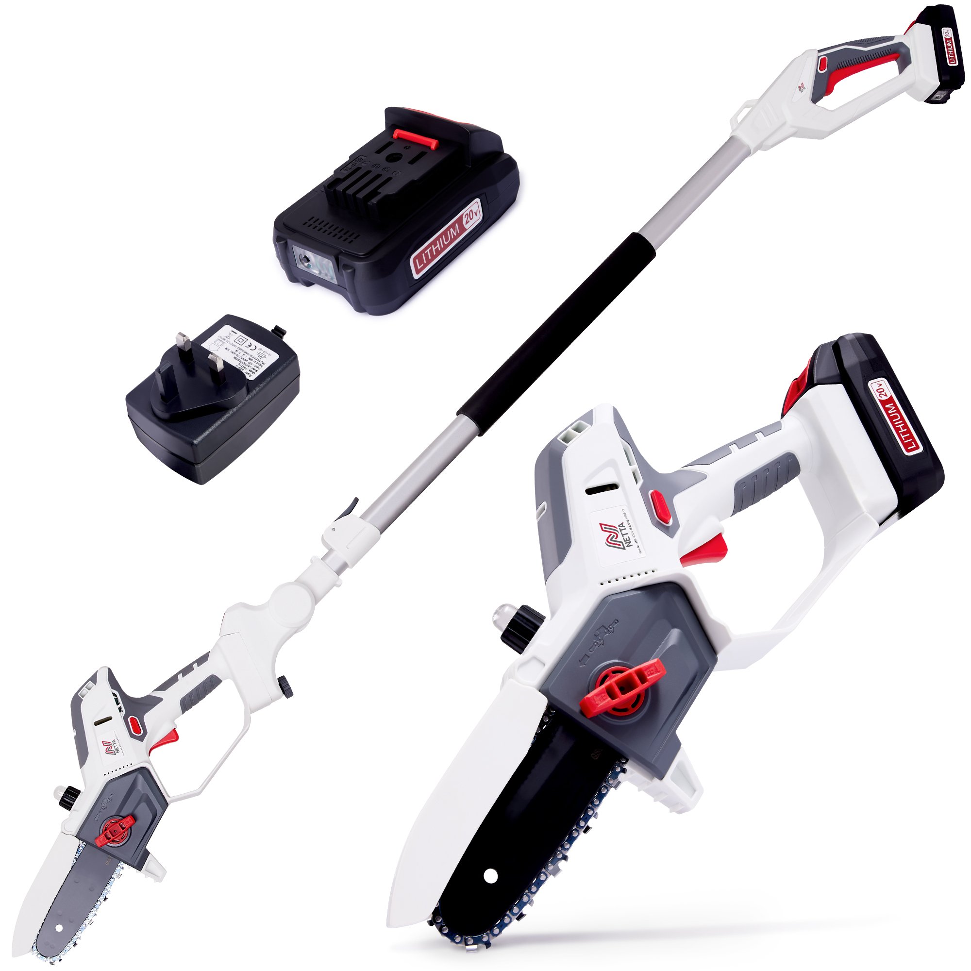 NETTA 20V Cordless 2in1 Pole Long Reach and Handheld Chainsaw - 2.1m