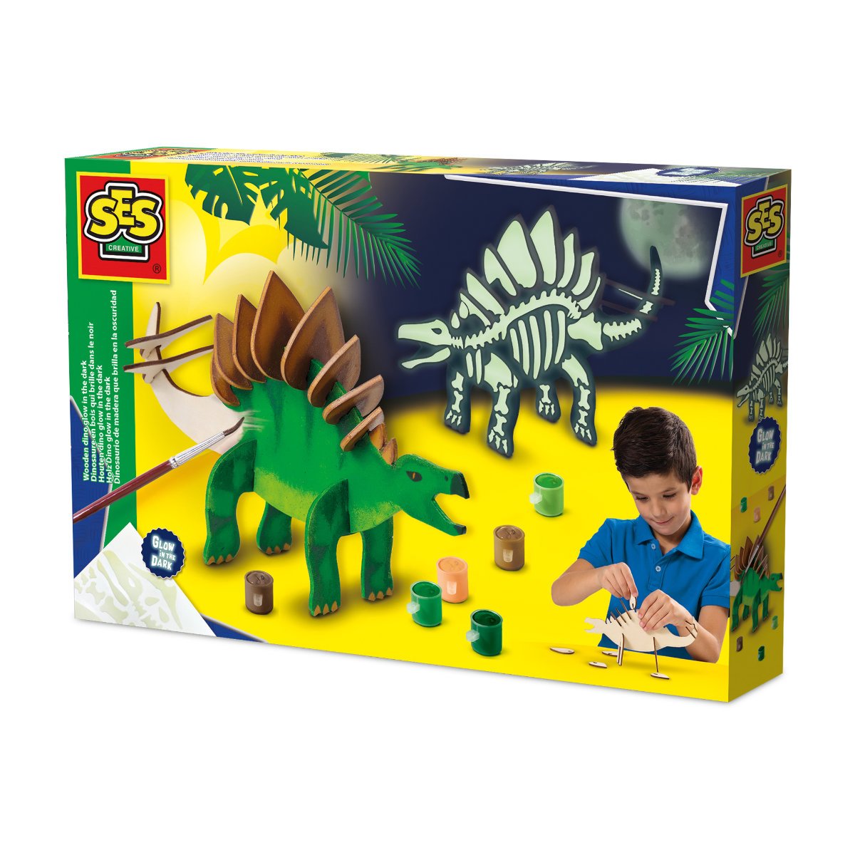 SES Creative Wooden Dino Glow in the Dark Art Craft Activity Set