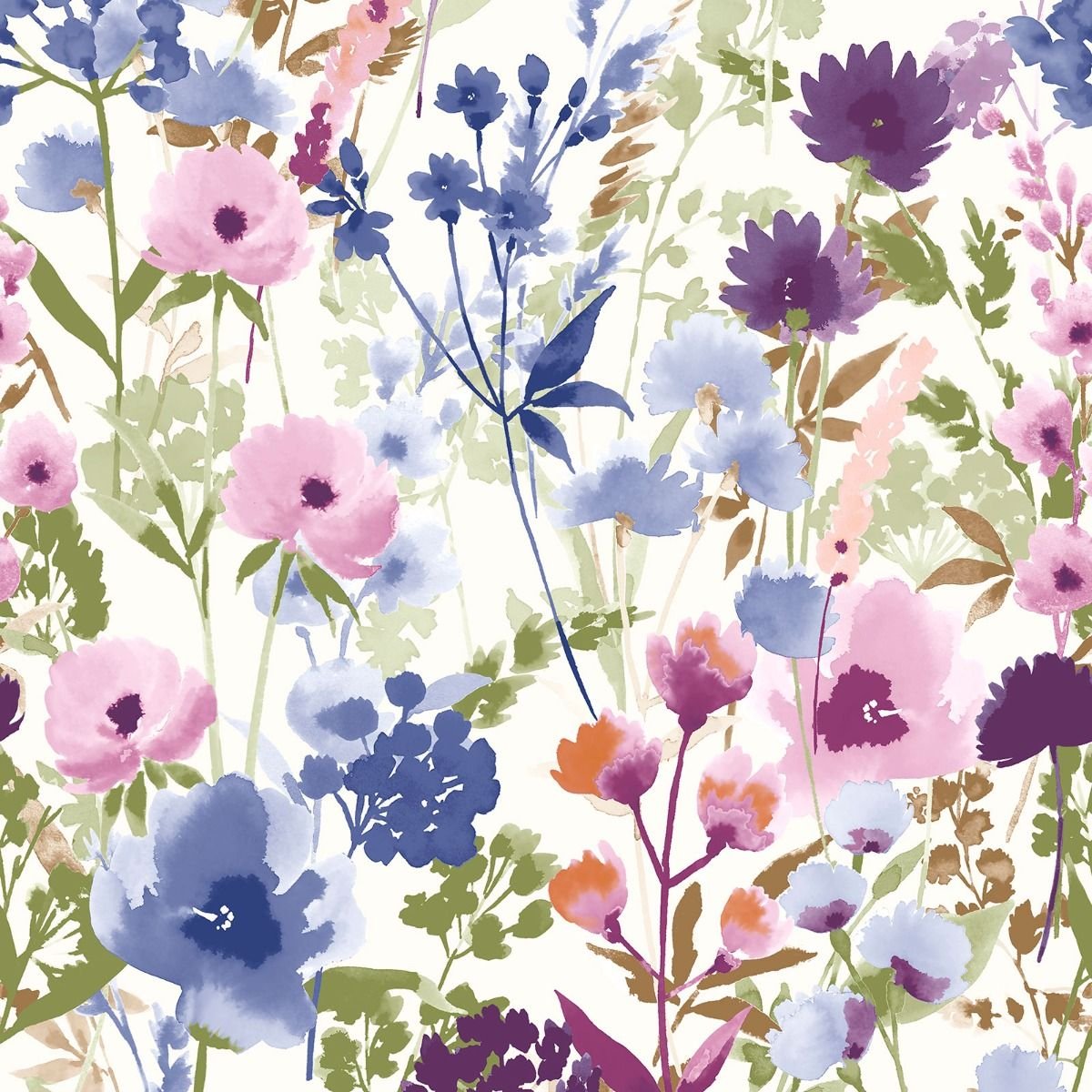 Muriva Catherine Lansfield Countryside Floral Wallpaper - Pink & Blue