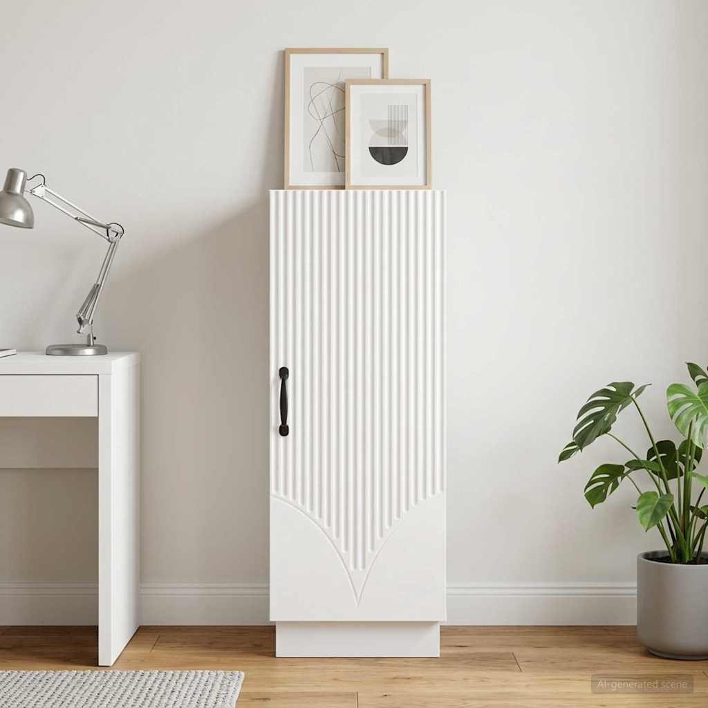 Walplus 1 Door Rectangular Engineered Wood Sideboard - White - 33 x 34.5 x 87 cm