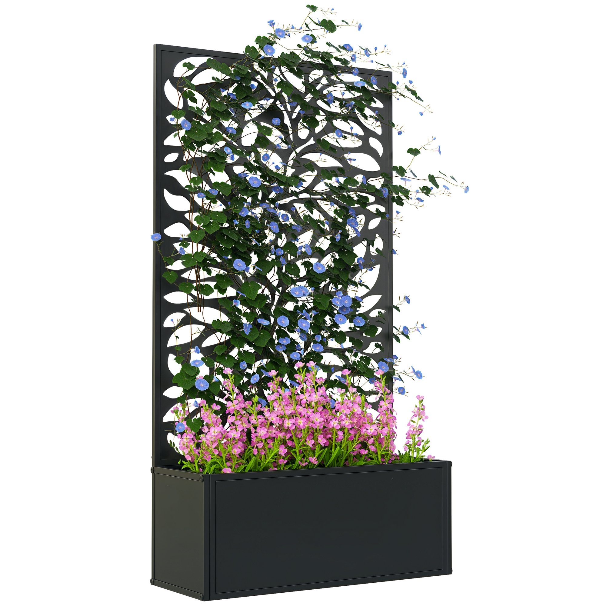Outsunny Wall Mounted or Freestanding Garden Bed with Trellis - Black