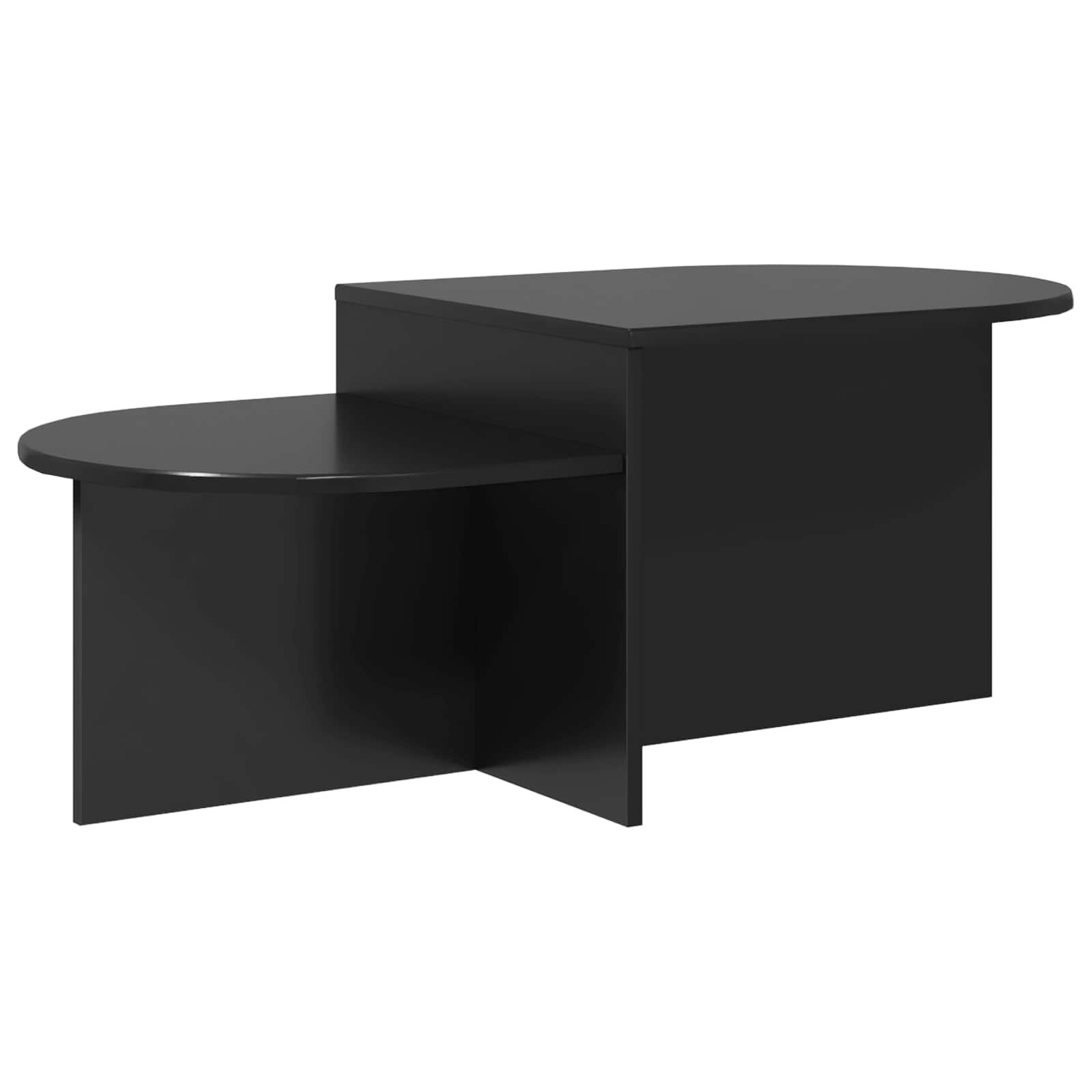 Walplus Round Coffee Table - Black Oak - 100 x 50 x 40 cm
