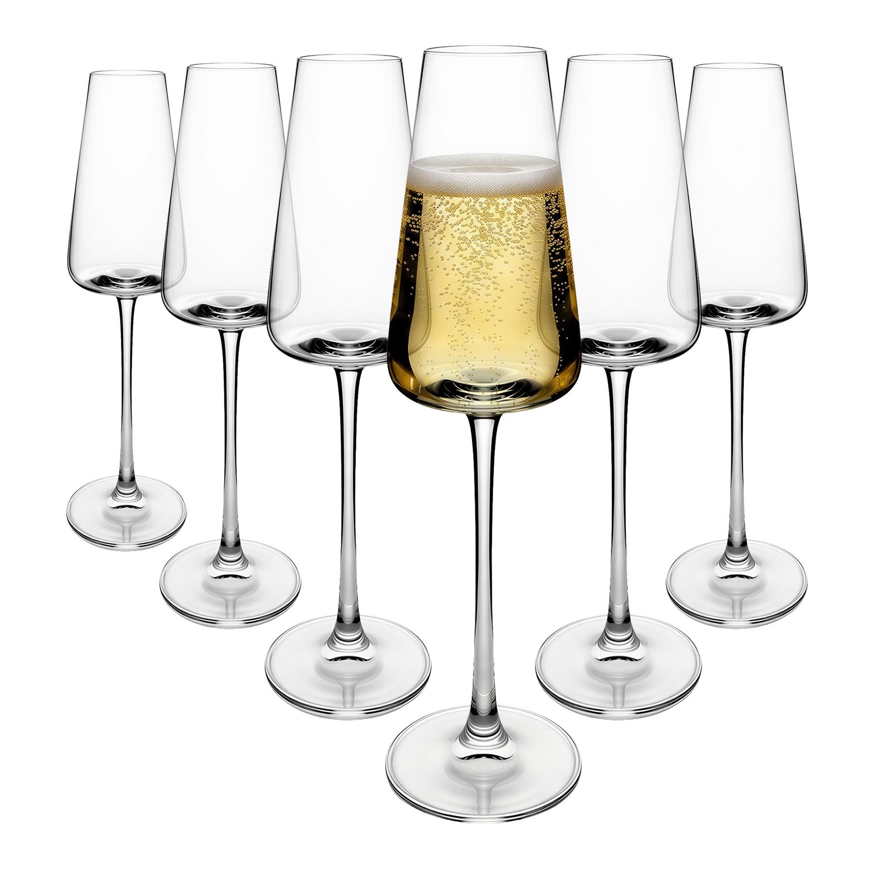 Argon Tableware Dulwich Crystal Champagne Flutes - 240ml - Pack of 6