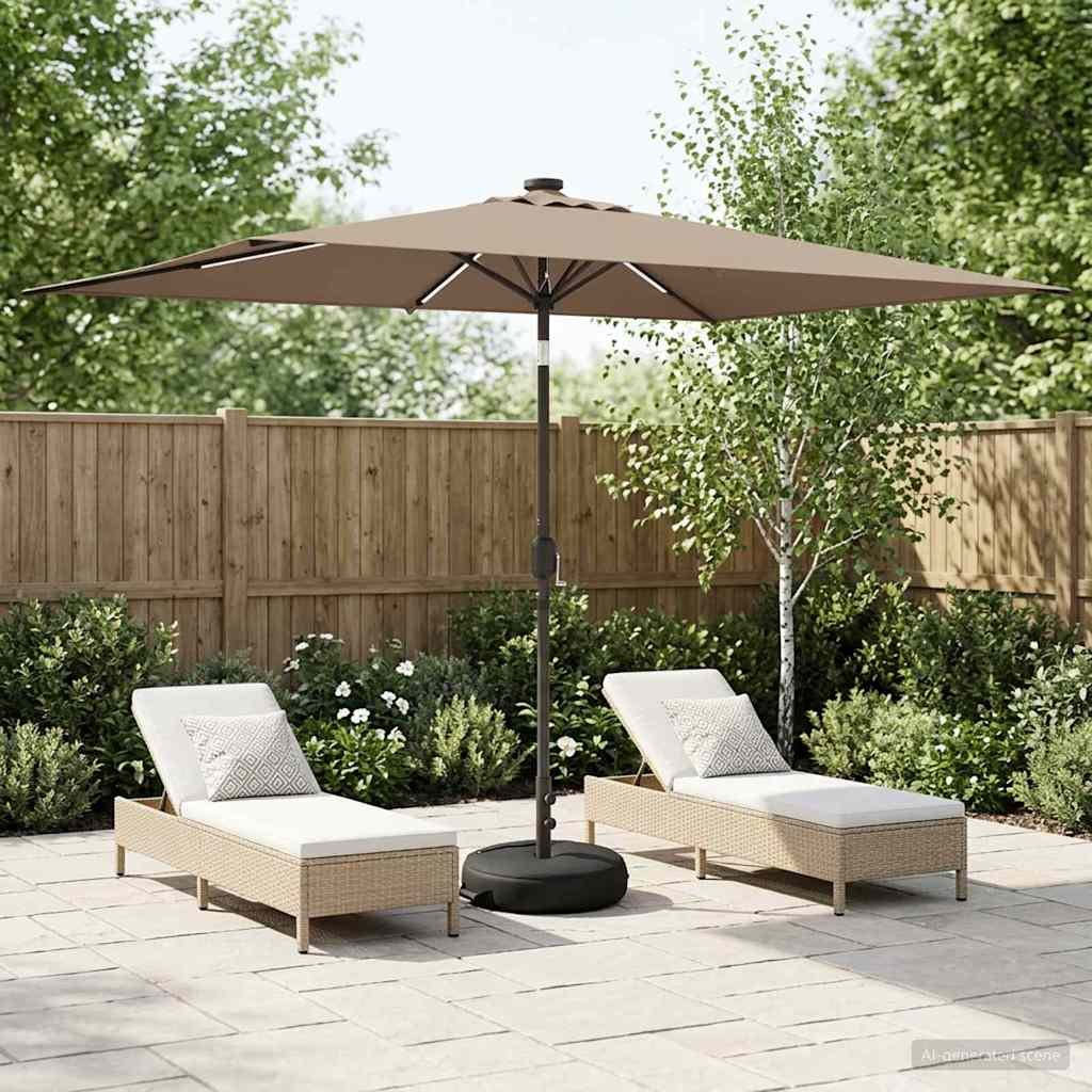Walplus Polyester Garden Parasol - Taupe - 290 x 190 x 235 cm