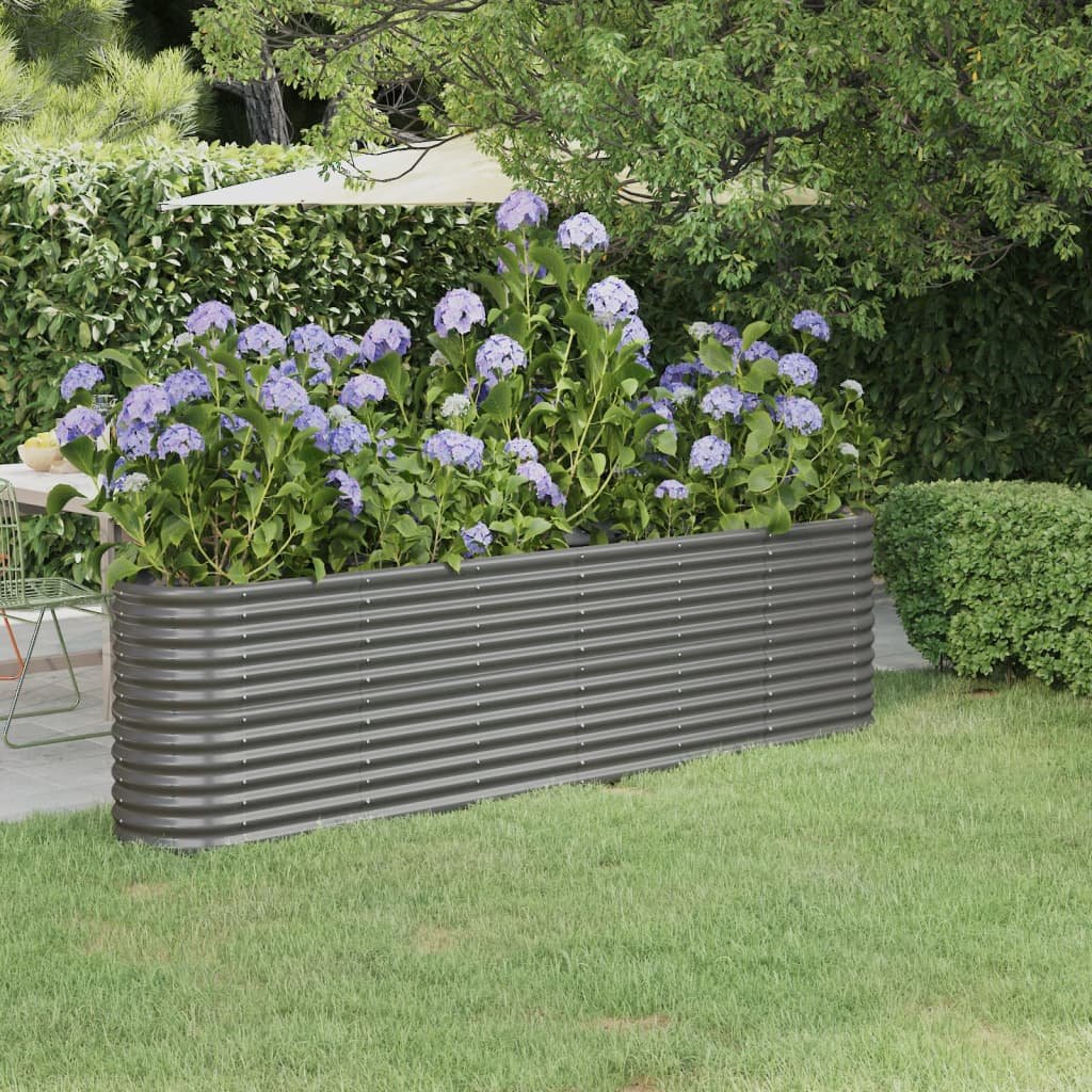 Walplus Galvanised Steel Raised Garden Bed - Grey - 260 x 40 x 68 cm