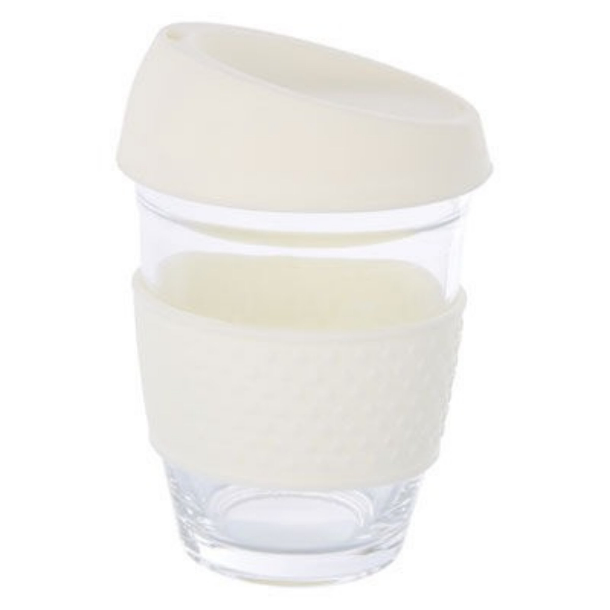 Orsina Mimo Glass Mug with Silicone Band Lid – Cream
