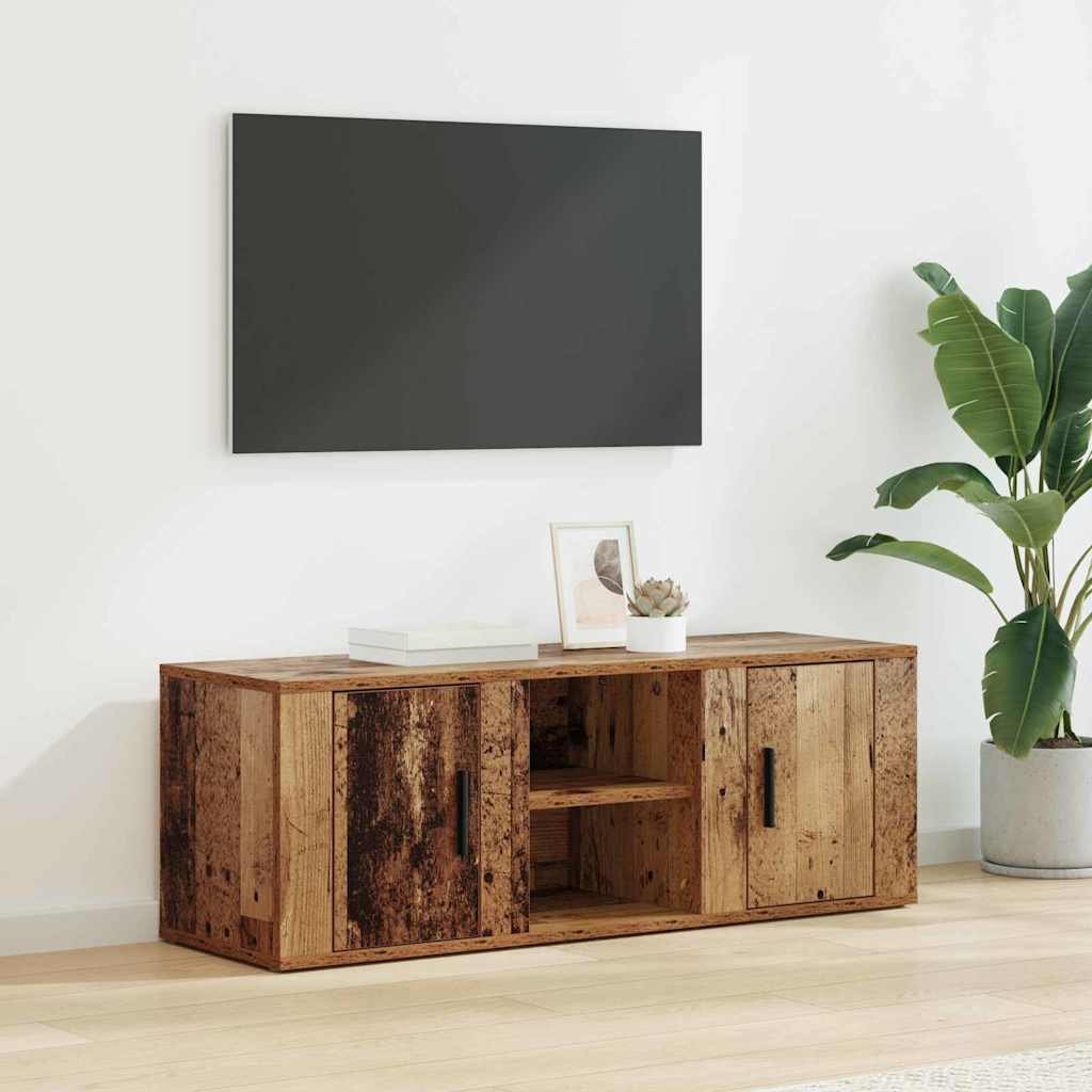Walplus 2 Door Engineered Wood TV Cabinet - Old Wood - 100 x 31.5 x 35 cm