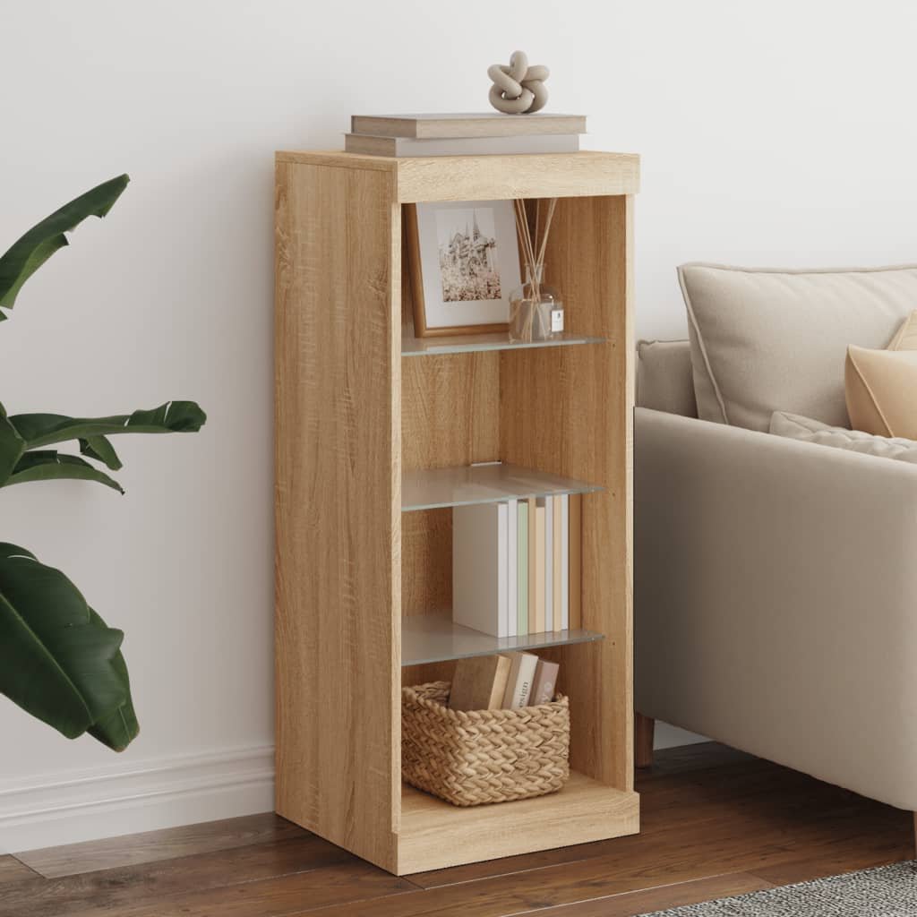 Walplus LED Engineered Wood Sideboard - Sonoma Oak - 41 x 37 x 100 cm
