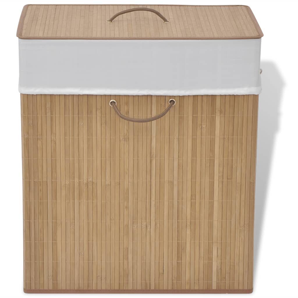 Walplus Bamboo Laundry Bin Rectangular - Natural - 40 x 30 x 60 cm