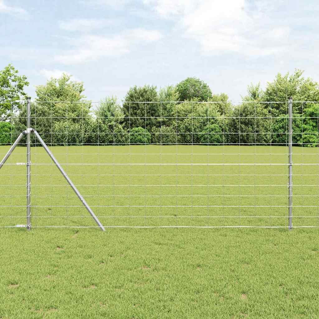Walplus Galvanised Steel Field Fence - Silver - 25 x 1.2 m