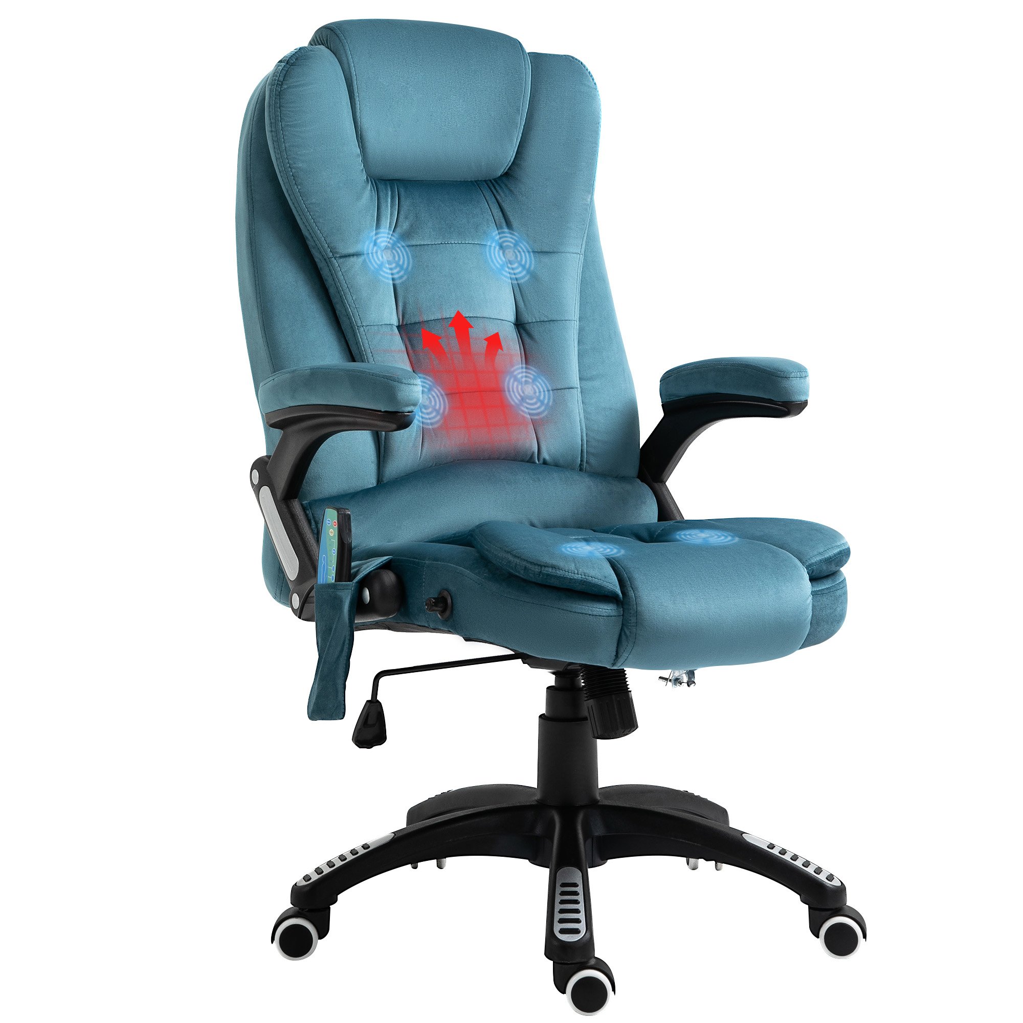 Vinsetto Velvet Fabric Executive Computer Desk Chair - Blue