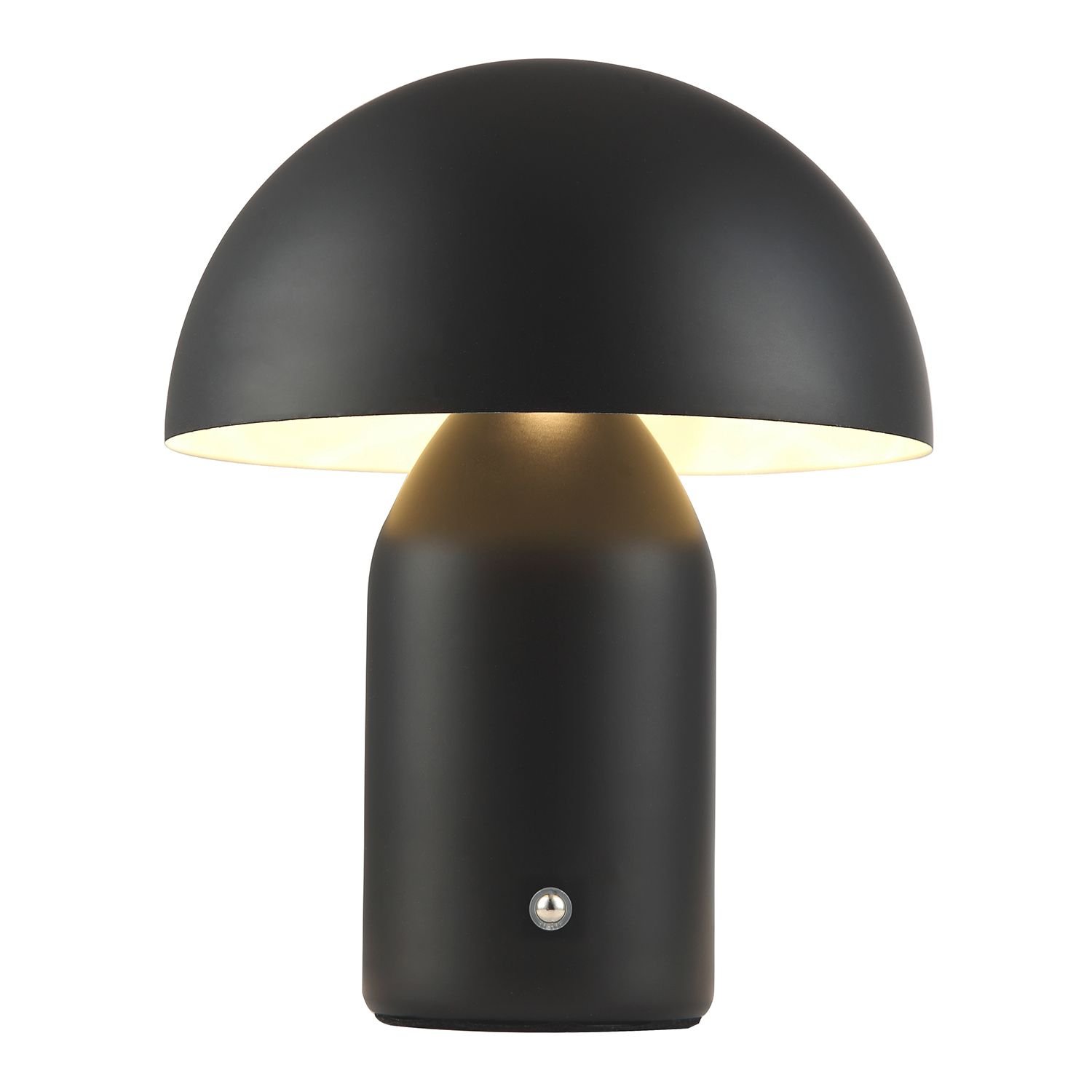 Happy Homewares Rechargeable Mushroom in Mat Black with Touch Table Lamp - 25cm
