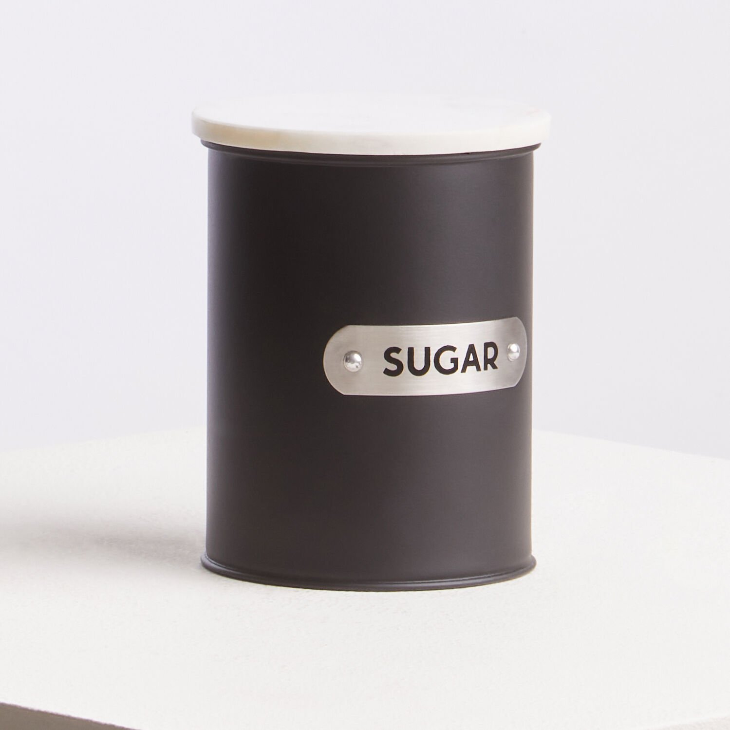 Orsina Liberty Enamel Sugar Canister With Marble Lid – Black and White