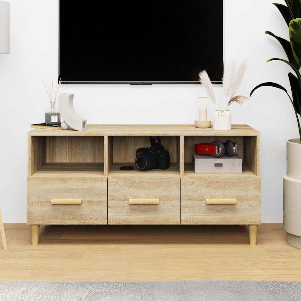 Walplus Solid Wood TV Cabinet - Light Oak - 102 x 36 x 50 cm