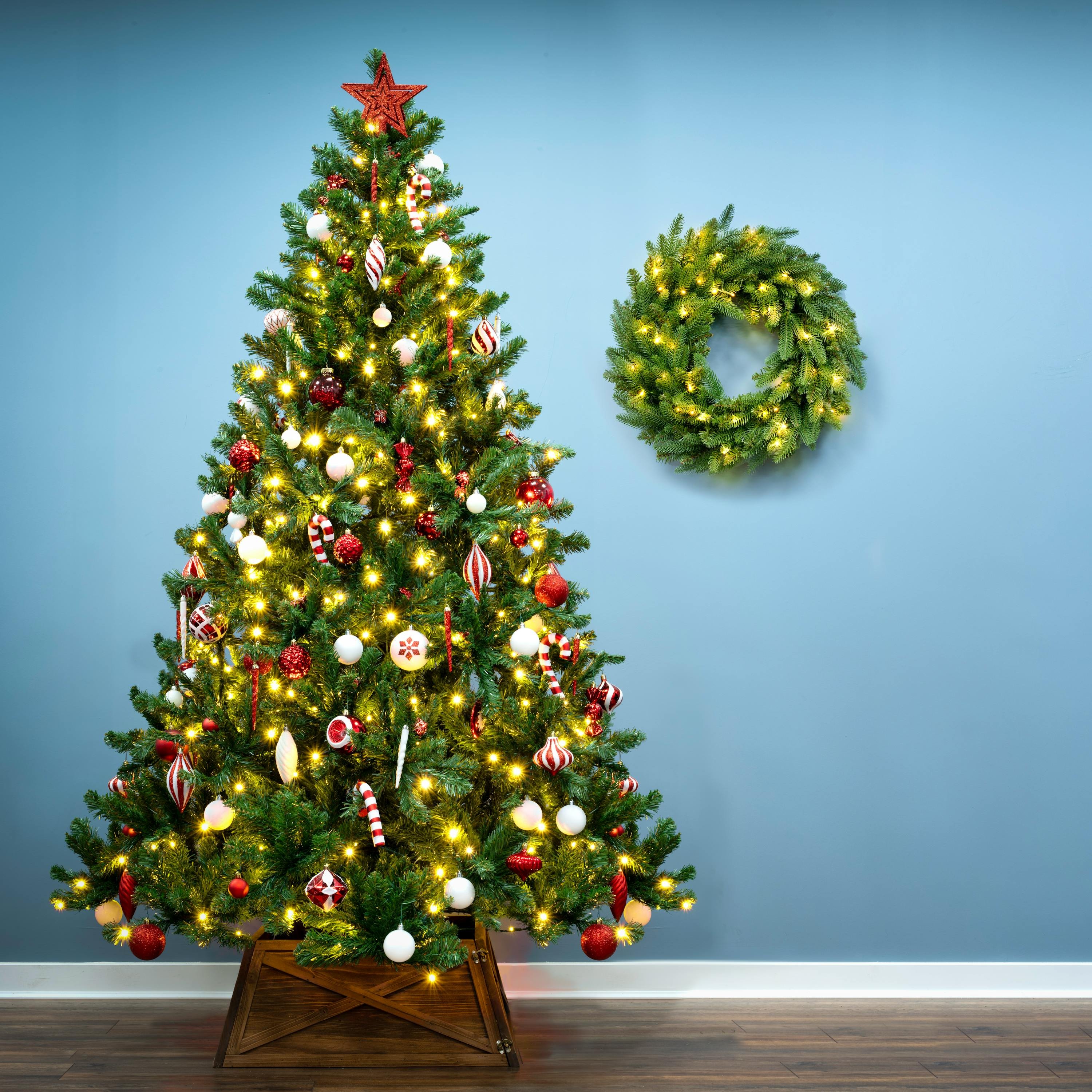 Christmas Tree World 5ft Pre-Lit Arbor Vitae Fir Christmas Tree