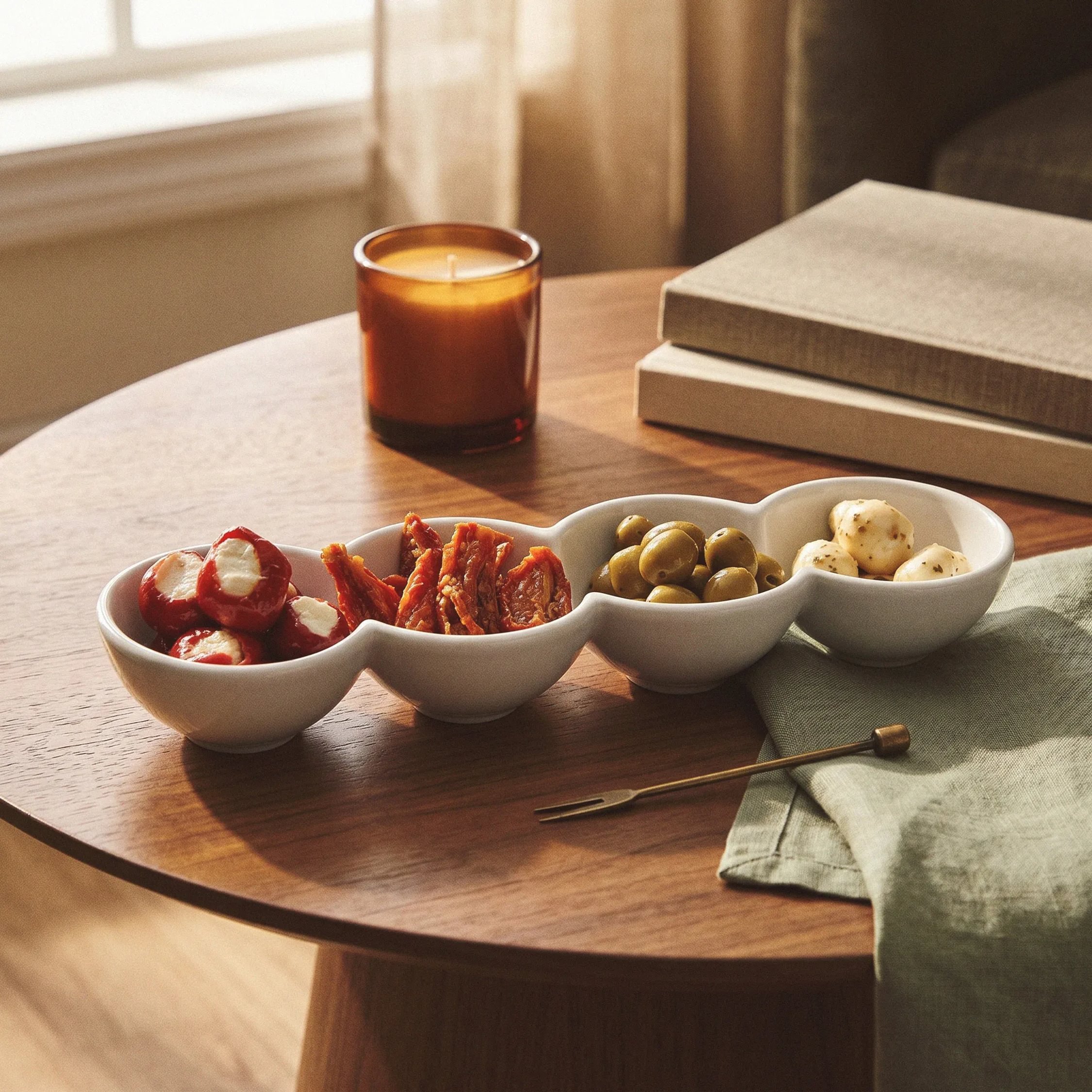 Orsina Dela 4 Section Snack Dish - White