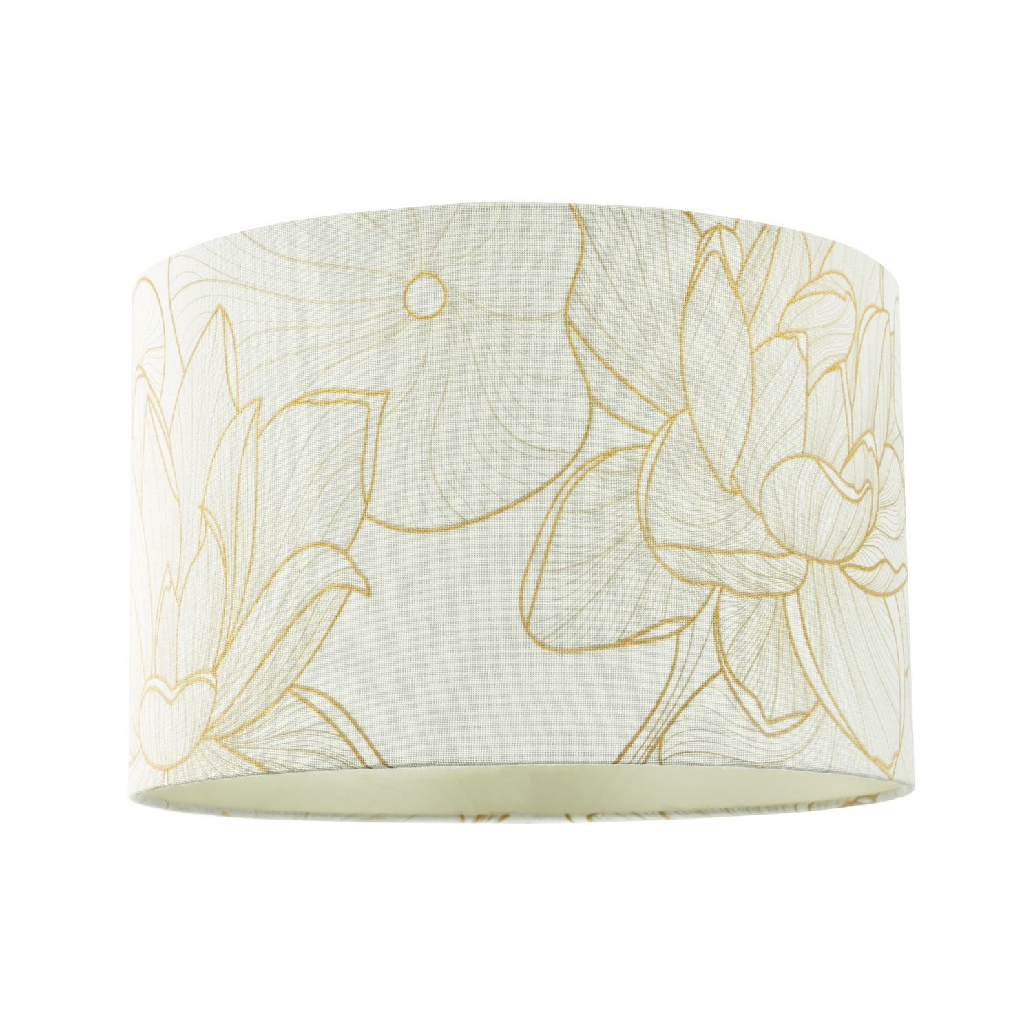 Happy Homewares Cream Linen Fabric with Large Shiny Gold Foil Lampshade - 30cm