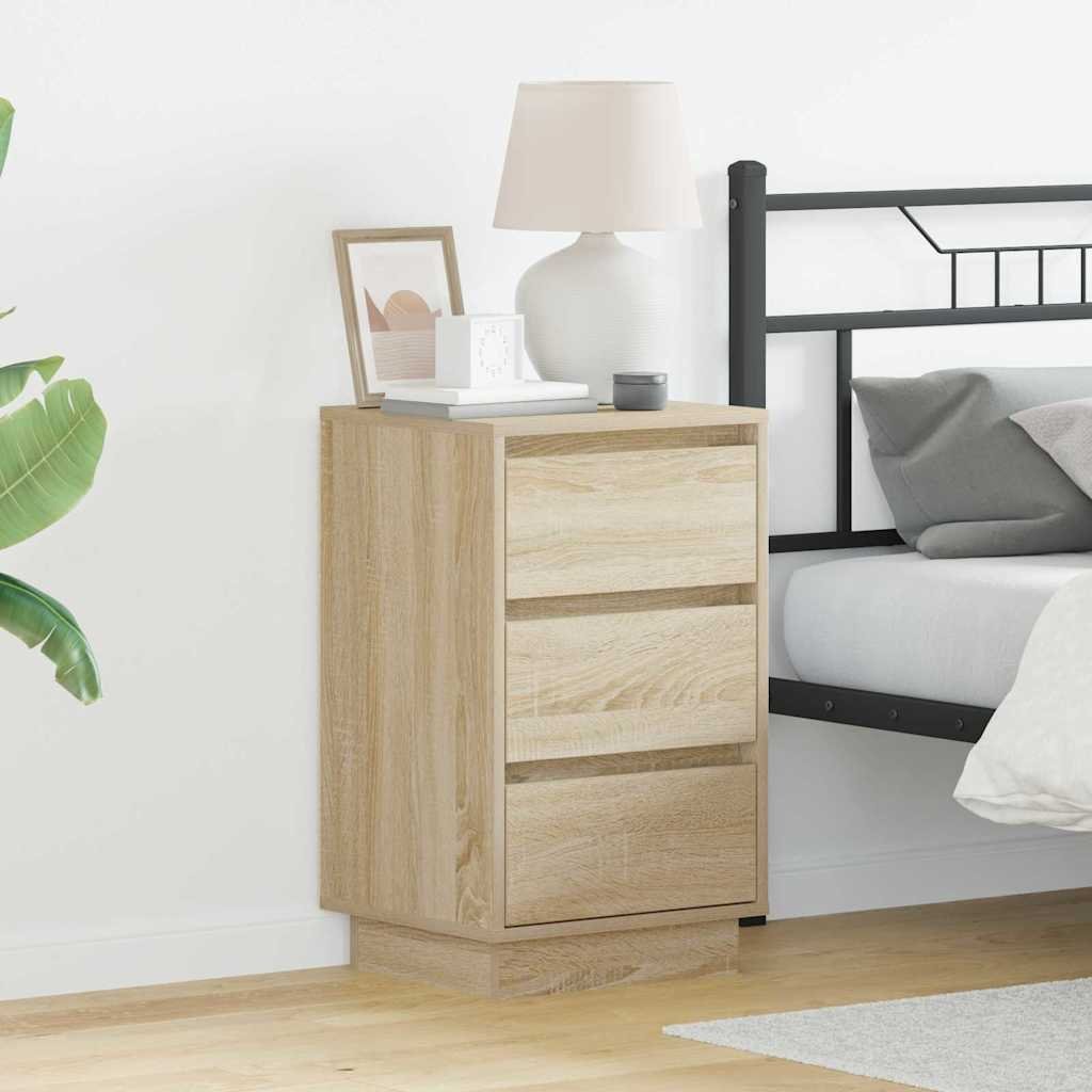 Walplus 3 Drawer Bedside Cabinet - Light Oak - 39 x 34.5 x 65 cm