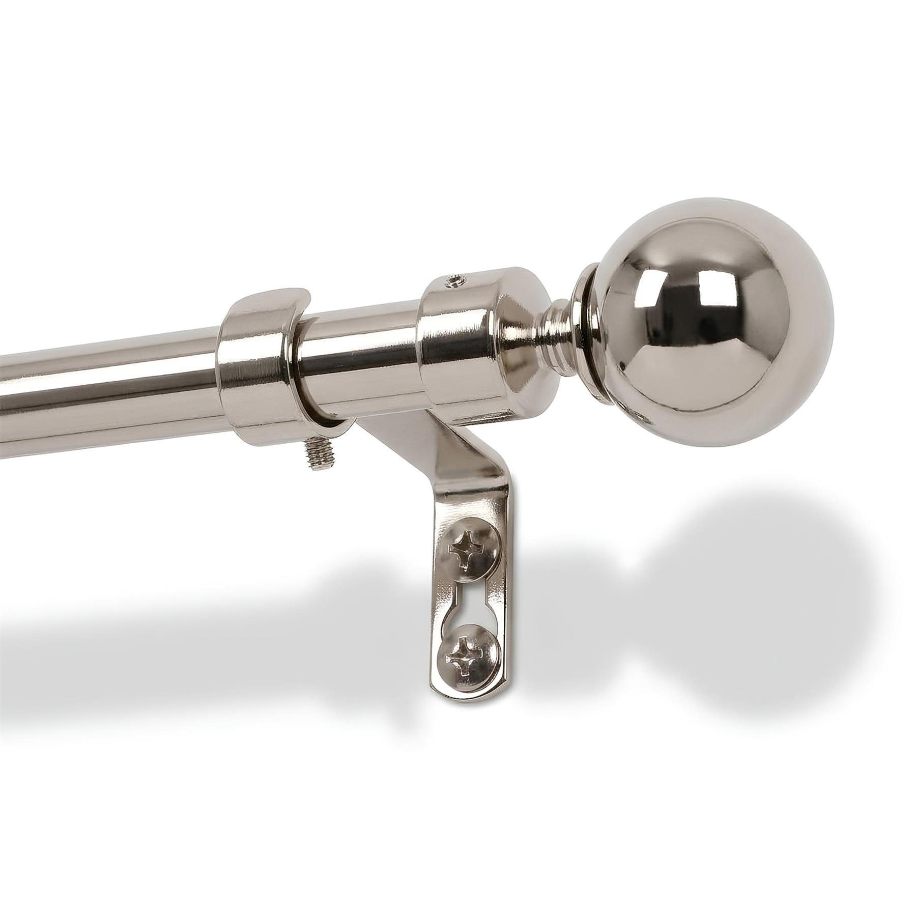 Harbour Housewares Metal Ball Curtain Pole Kit - Brushed Nickel - 77 to 150cm