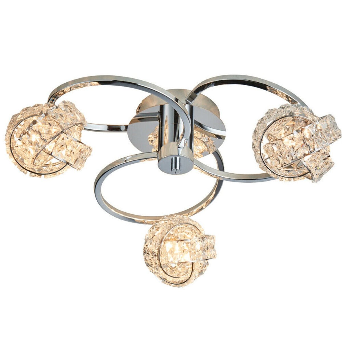 Loops Direct Steel and Glass Pendant Ceiling Light - Chrome and Clear Crystal