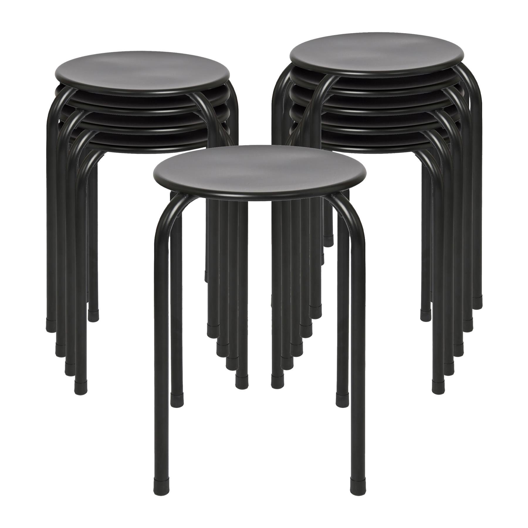 Harbour Housewares Metal Stacking Stools - Matt Black - Pack of 10