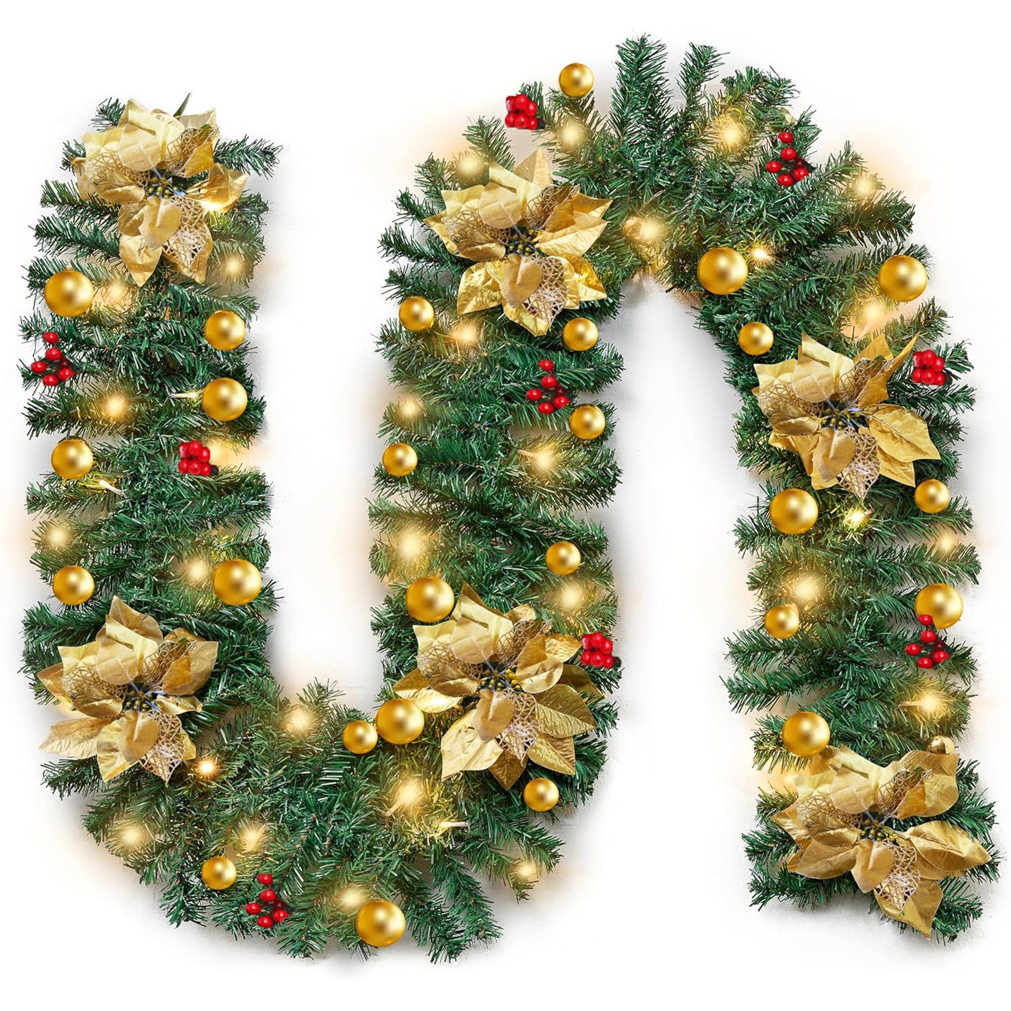 My Christmas Pre-Lit Christmas Garland with LED Lights 2.7m - Gold