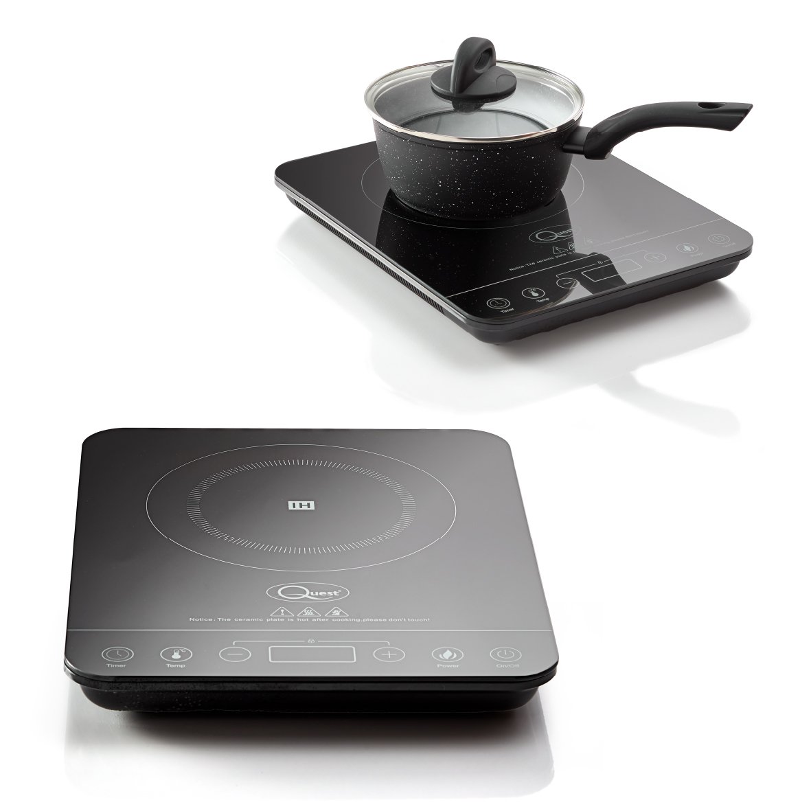 Quest Single Digital Induction Hob With  10 Temperature Settings - Black