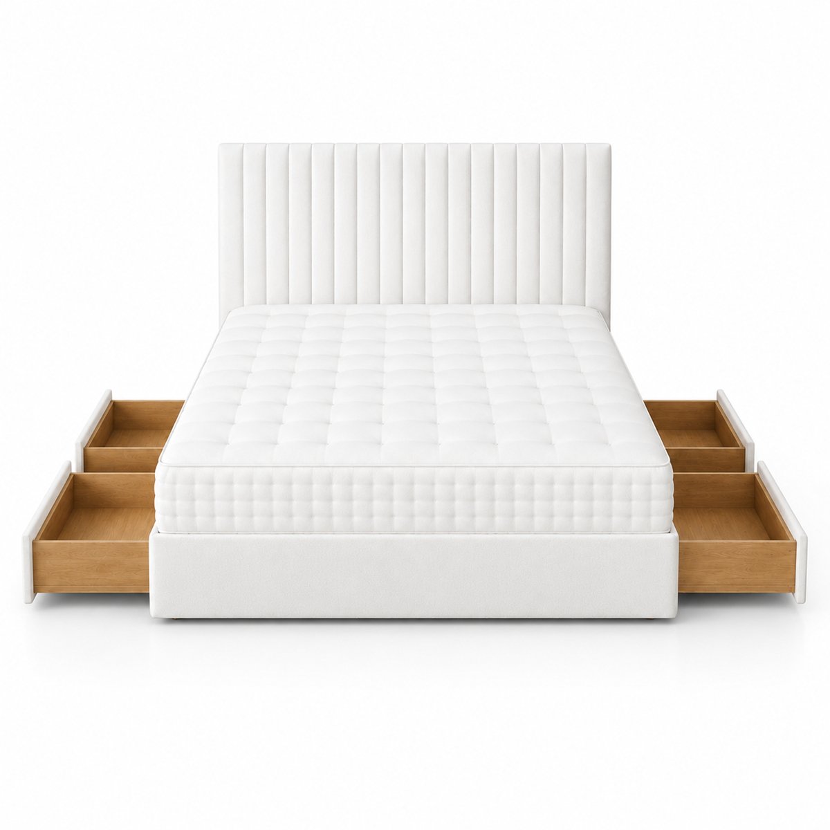 Comfy Deluxe 4ft Small Double   4 Drawer  Suede  Divan Bed Set -  White