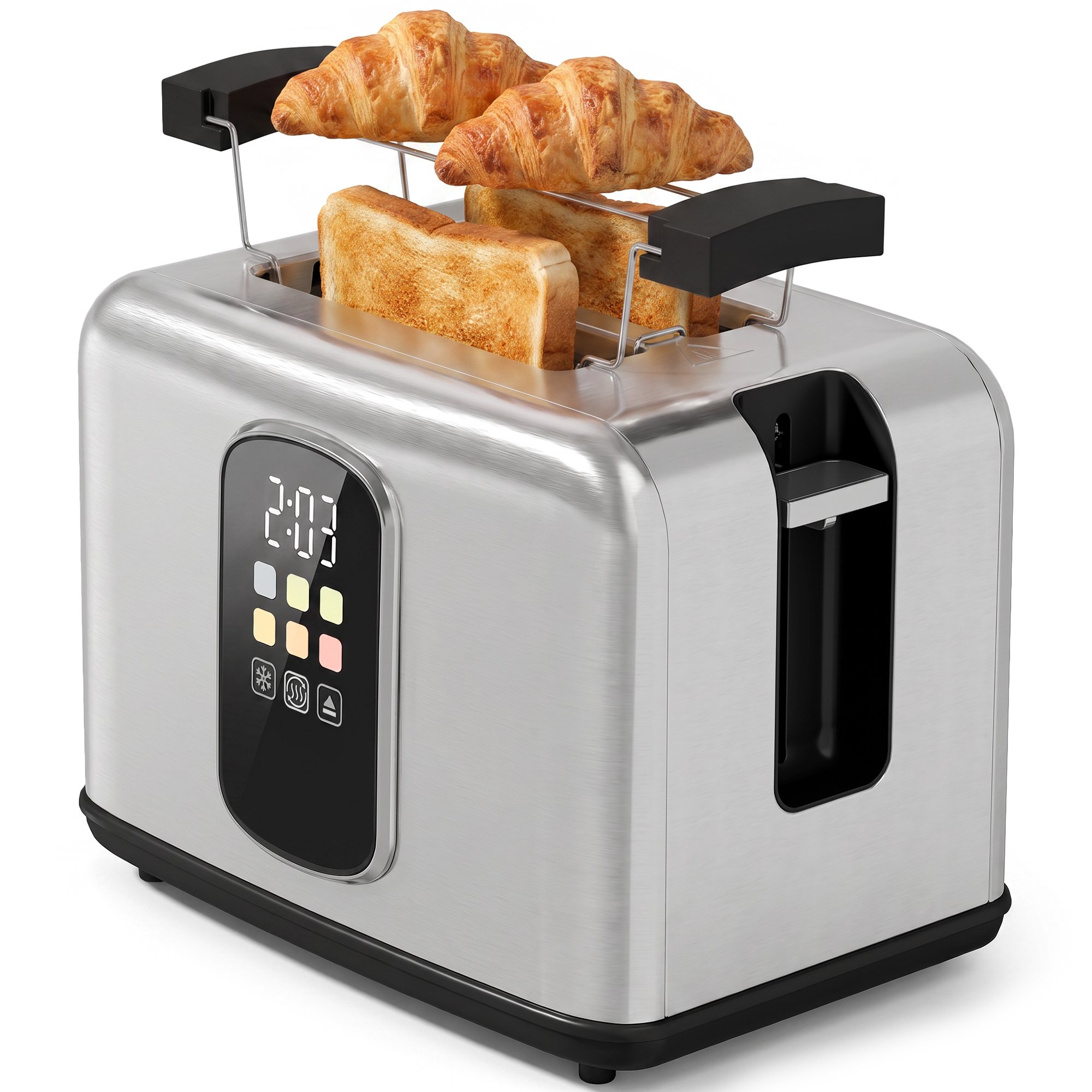 HOMCOM 2 Slice Stainless Steel Smart Toaster with Touch Screen and LED Countdown