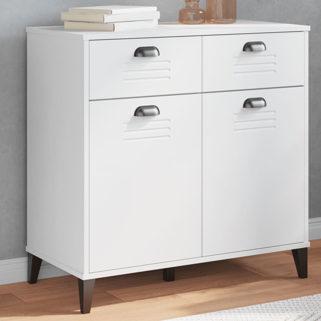 Walplus Engineered Wood VIKEN 2 Drawer Sideboard - White - 80 x 40 x 80 cm