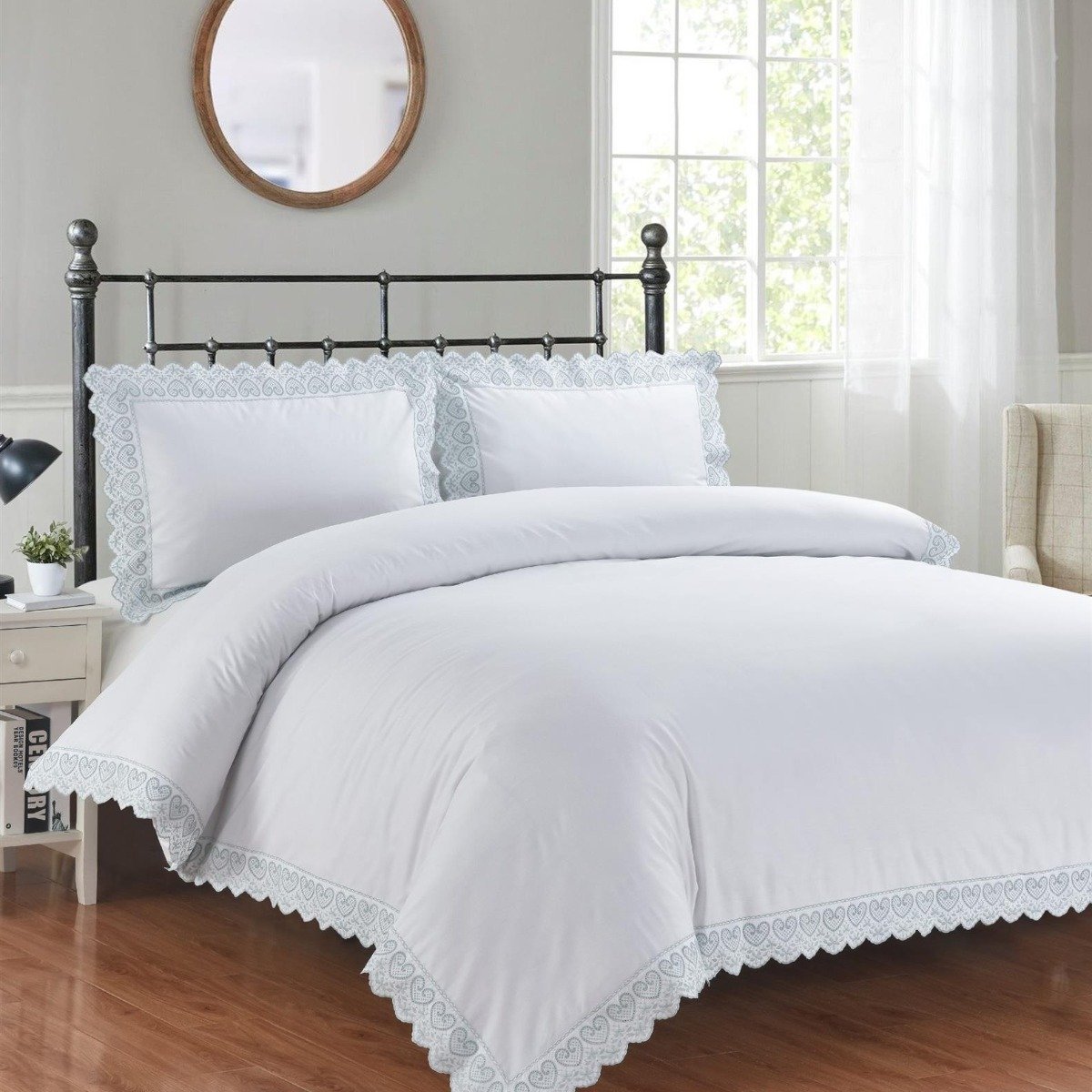 Rapport Elise Duvet Cover Set - Single - Green & White