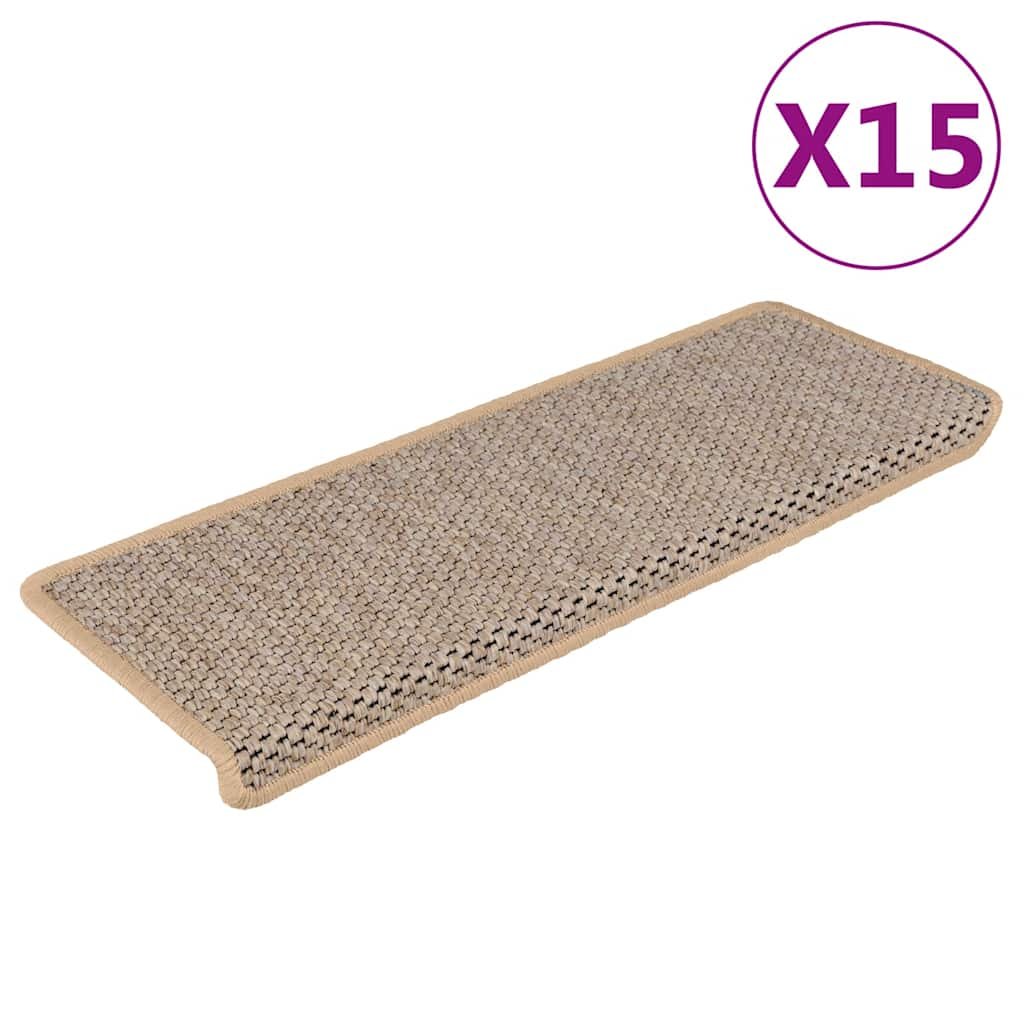 Walplus Pack of 15 Self-Adhesive Stair Mats - Light Beige - 65 x 21 cm