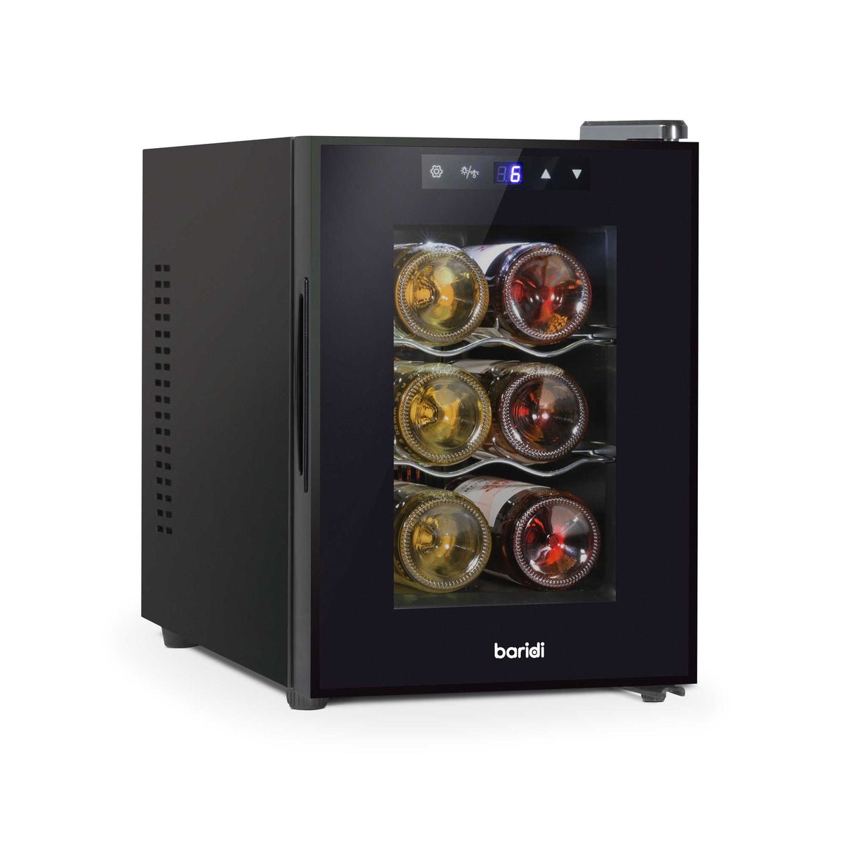 Baridi 6 Bottle Thermoelectric Digital Display Wine Cooler - Black