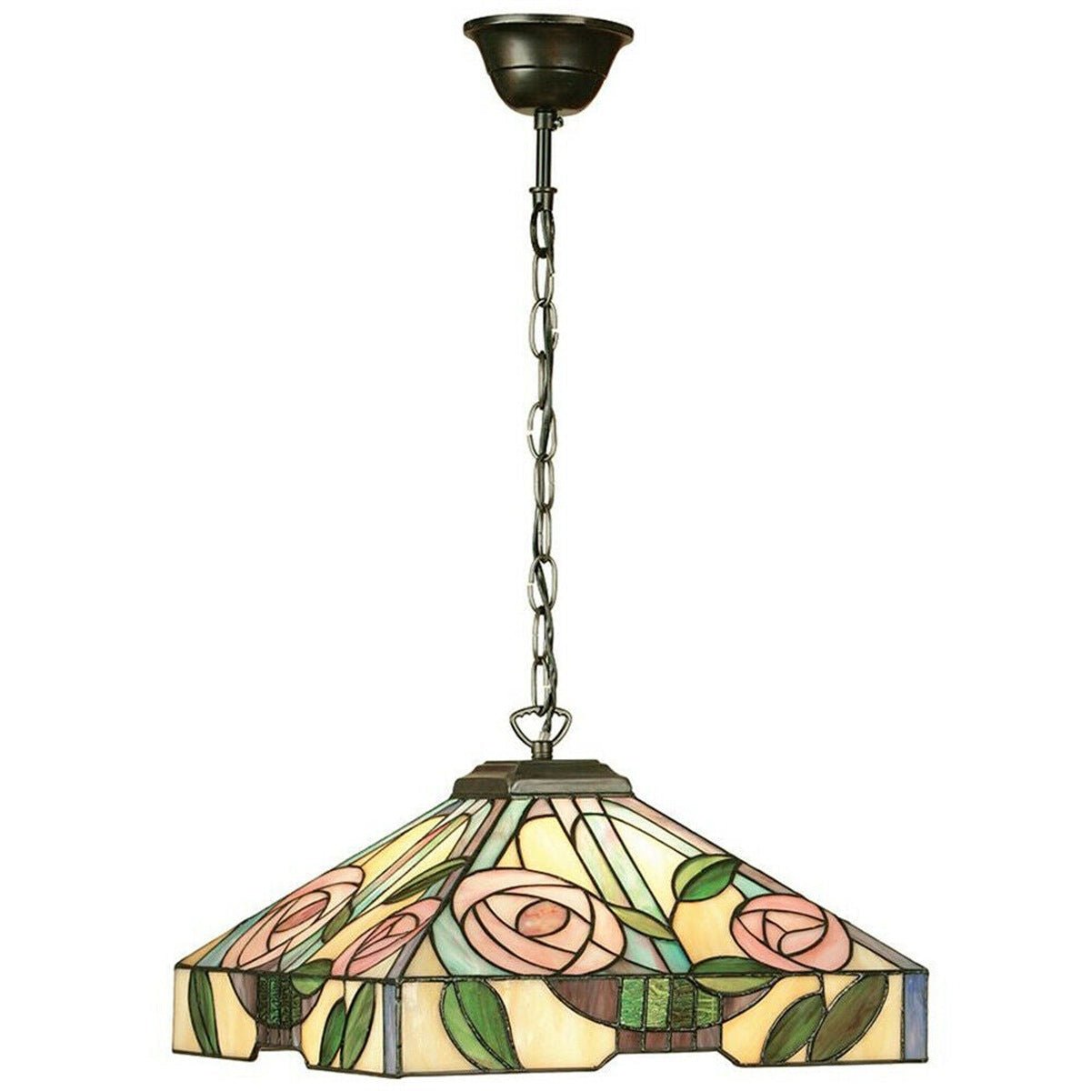Loops Direct Tiffany Glass Pendant Light - Bronze