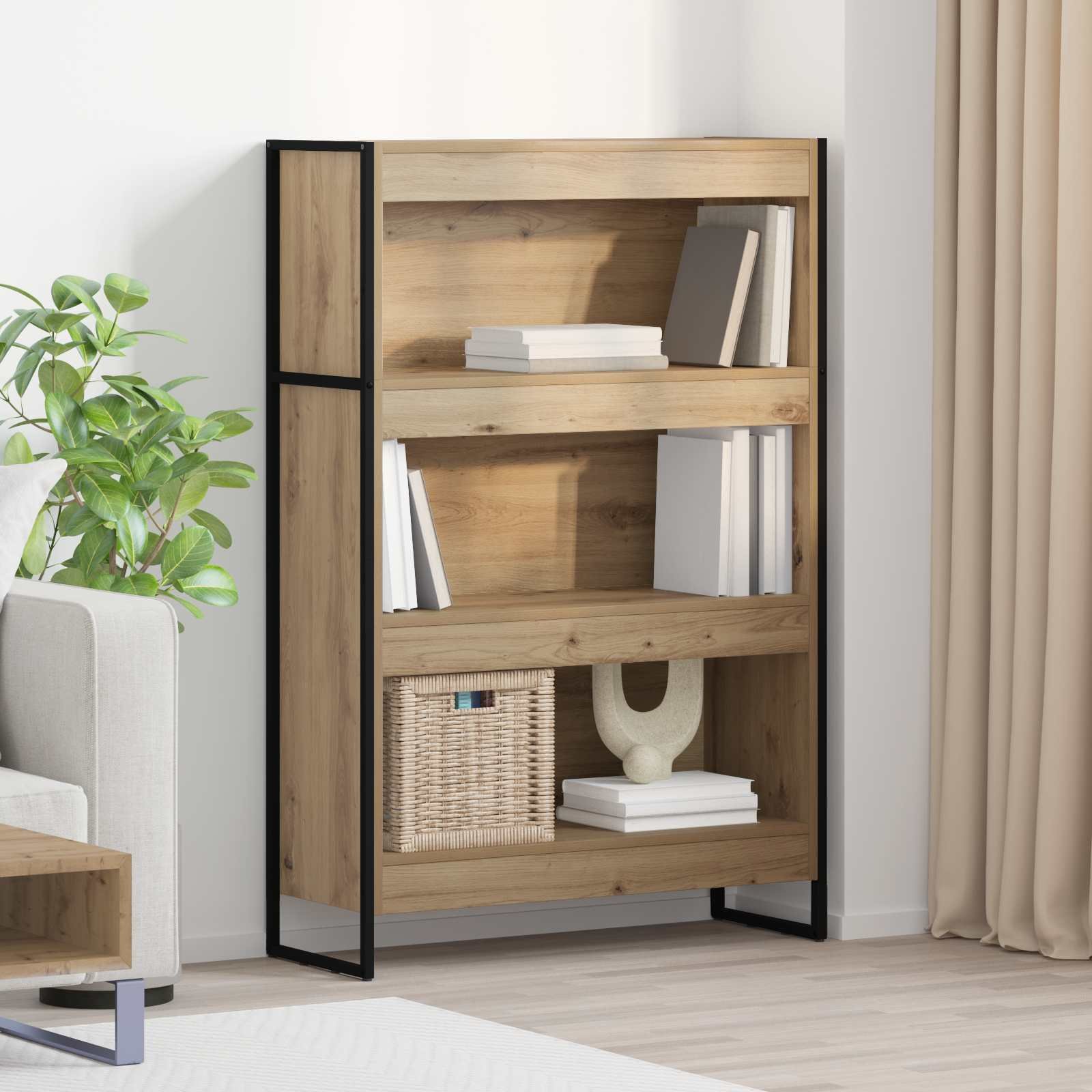 Walplus Engineered Wood Book Cabinet - Oak - 80 x 30 x 121 cm
