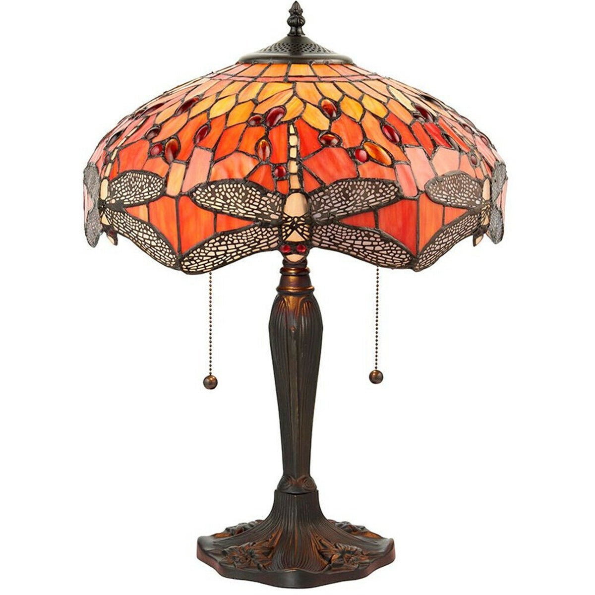 Loops Direct 41cm Diameter Zinc Alloy Table Lamp - Dark Bronze and Orange