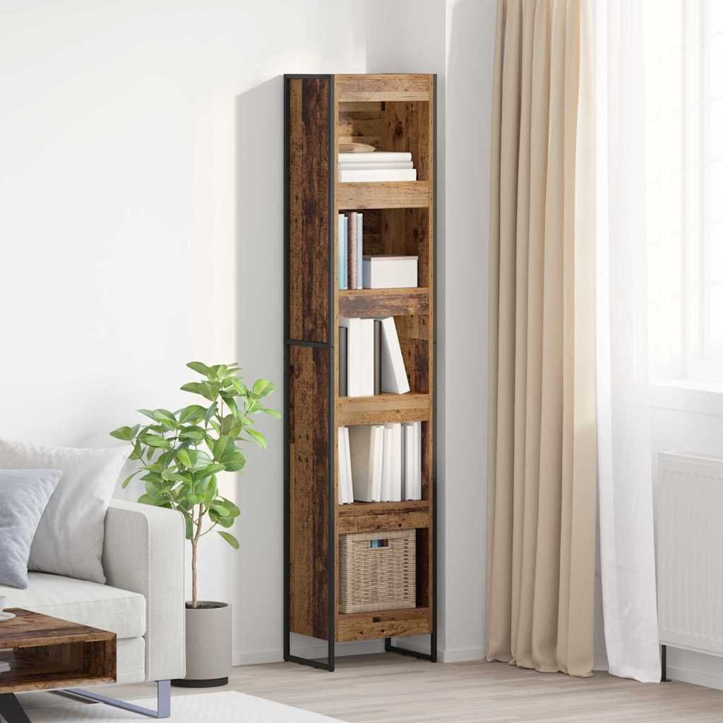 Walplus Engineered Wood Book Cabinet - Dark Wood - 40 x 30 x 189.5 cm