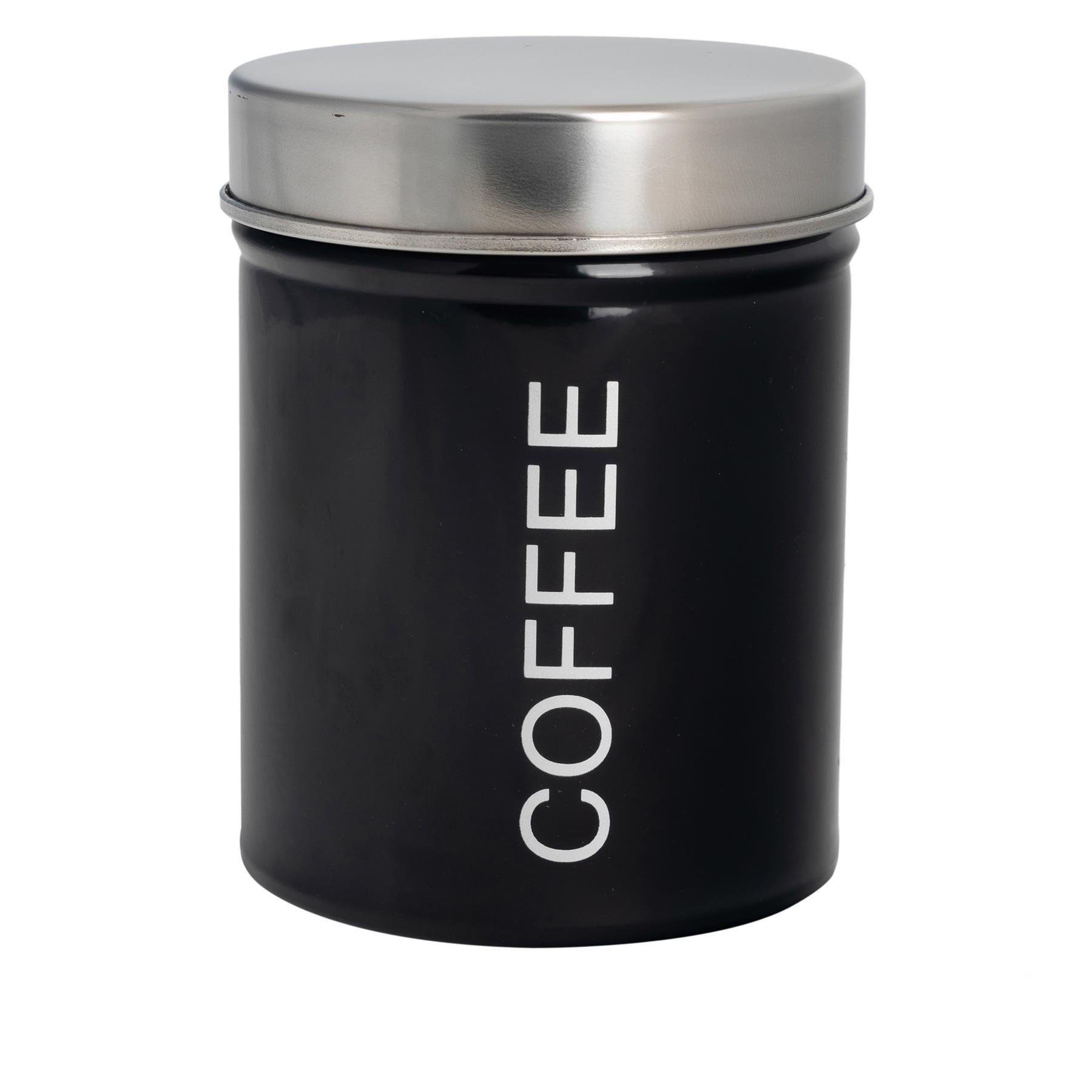 Harbour Housewares Round Metal Kitchen Coffee Canister - Black