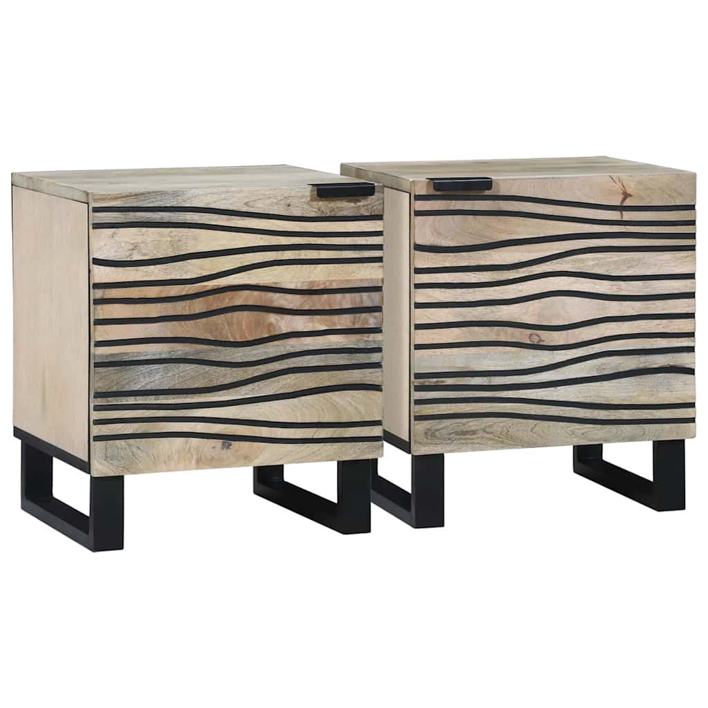 Walplus Pack of 2 Engineered Wood Bedside Cabinet - White - 40 x 33 x 46 cm