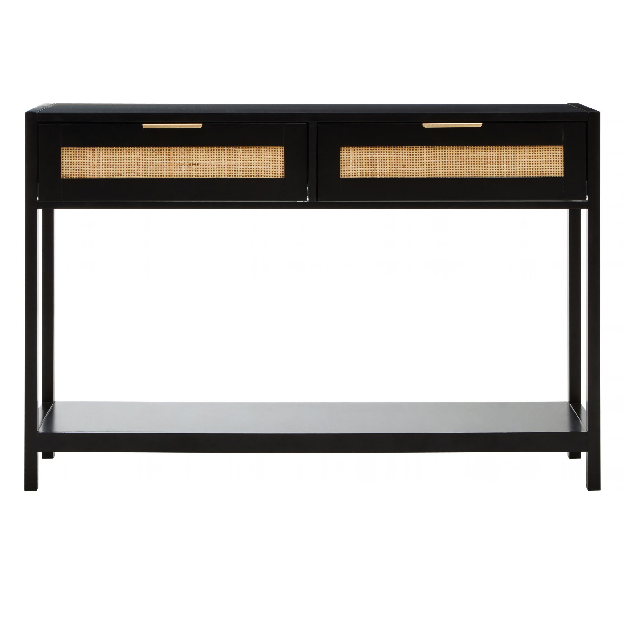 Orsina Sherman Rattan 2 Drawer Console Table – Black